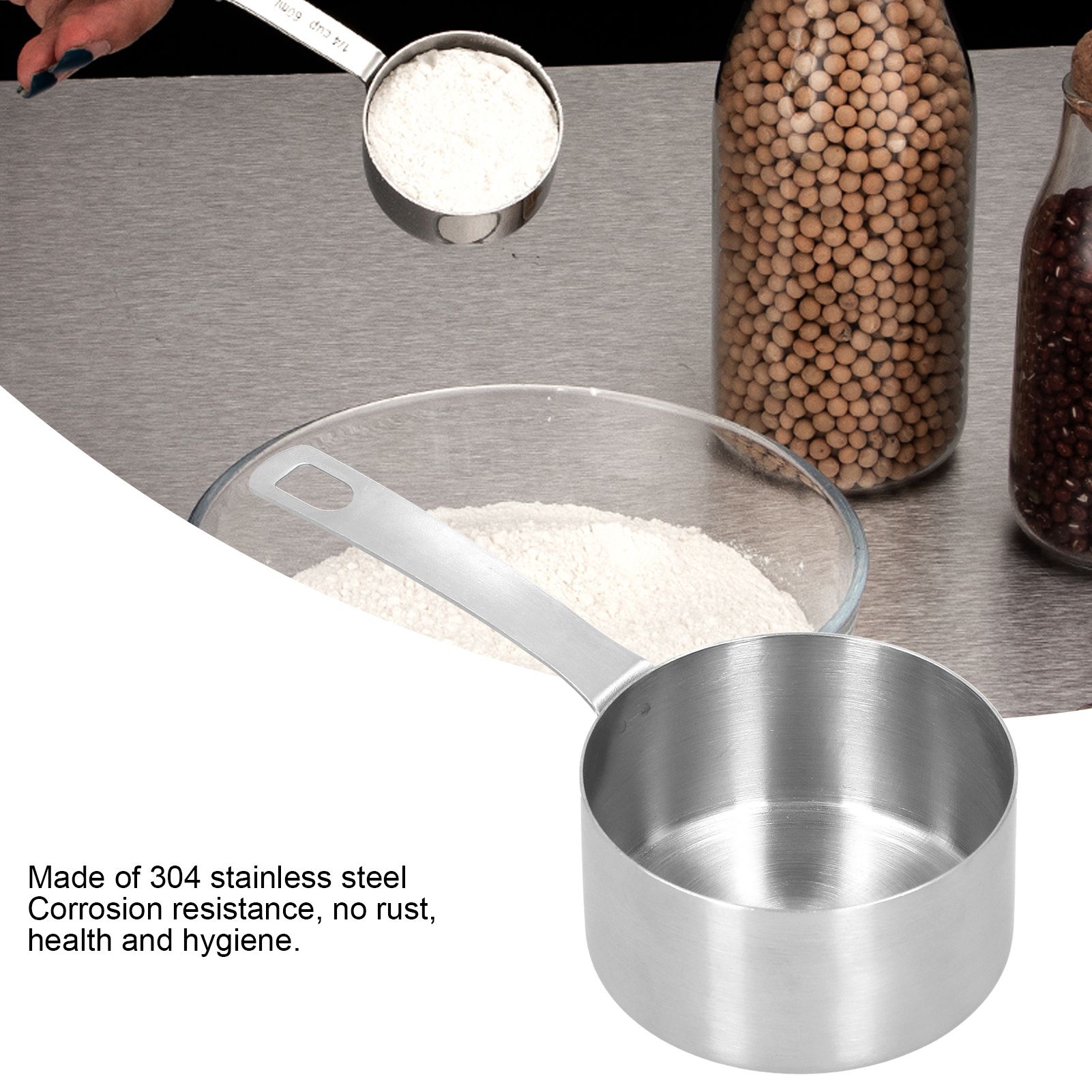 304 Stainless Steel Measuring Cup Kitchen Baking Measuring Spoon with Scale view 14