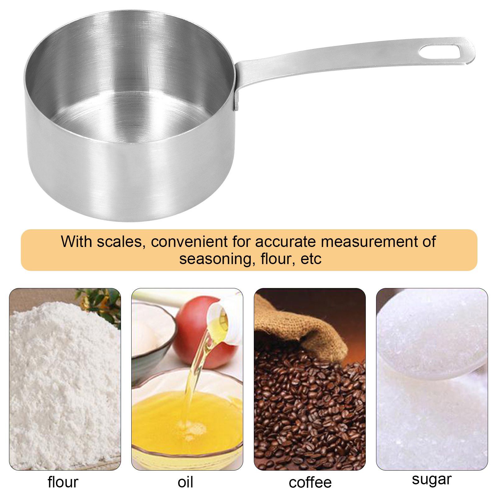 304 Stainless Steel Measuring Cup Kitchen Baking Measuring Spoon with Scale view 15