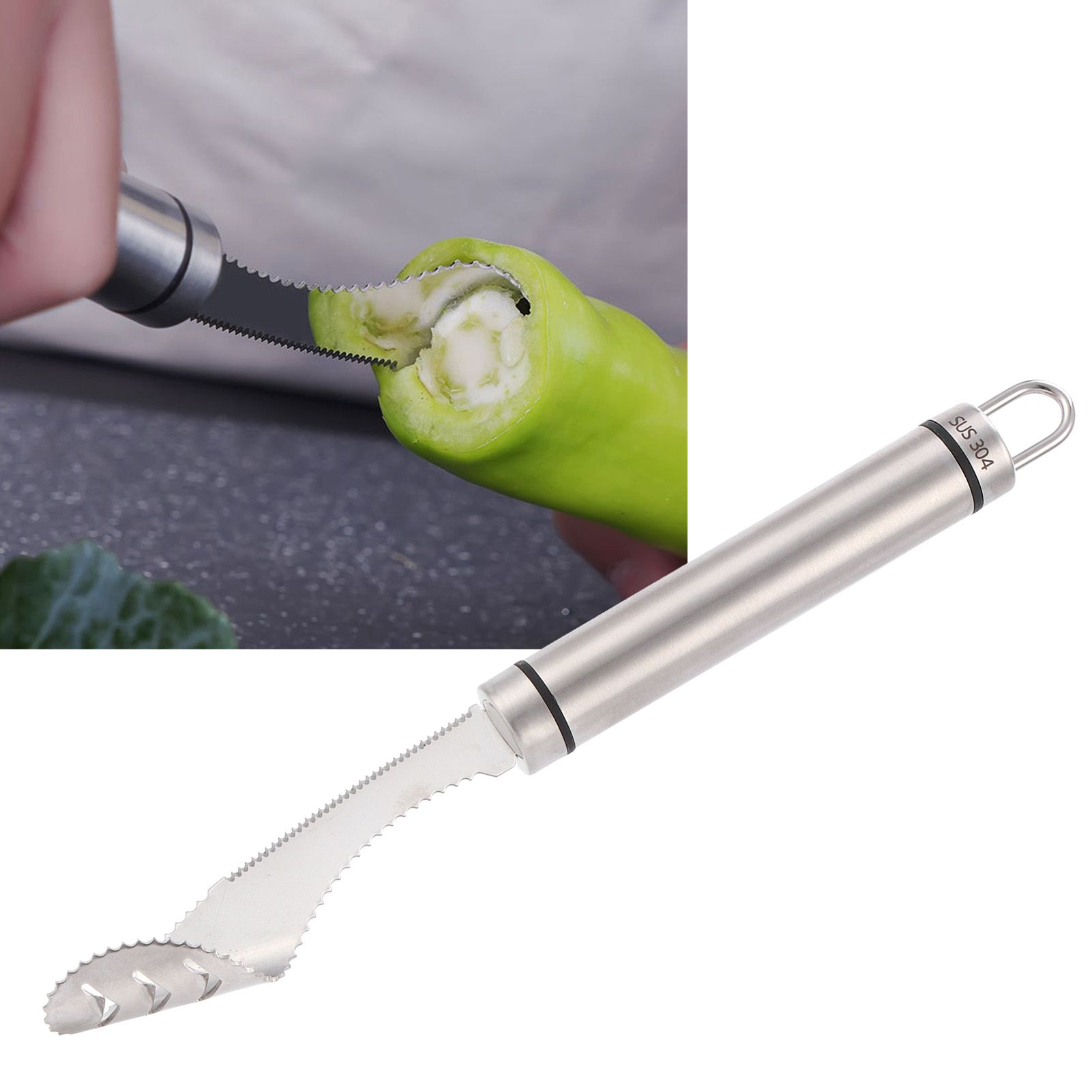 Stainless Steel Pepper Corer Fruit Vegetable Core Remover Tools Household view 9