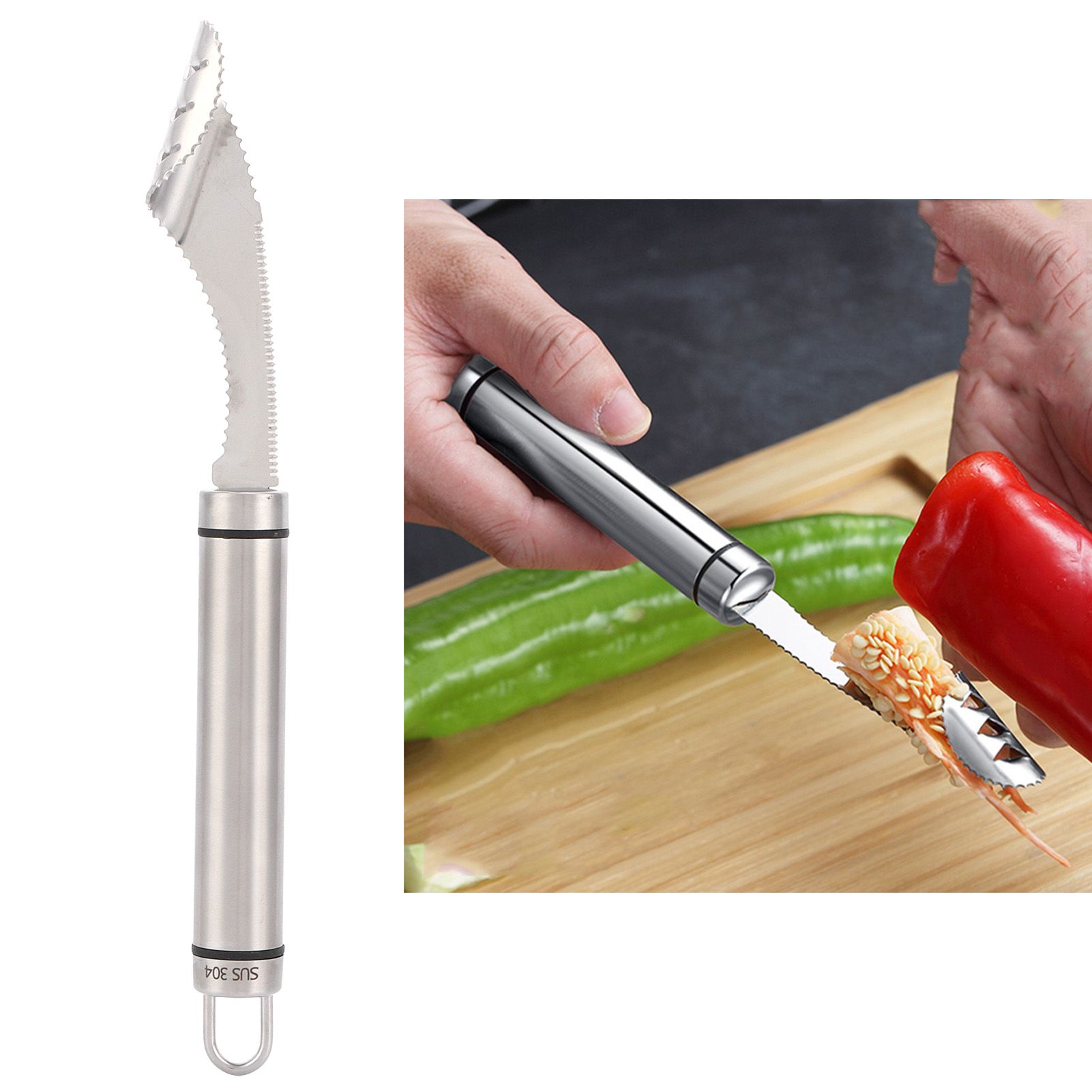 Stainless Steel Pepper Corer Fruit Vegetable Core Remover Tools Household view 10