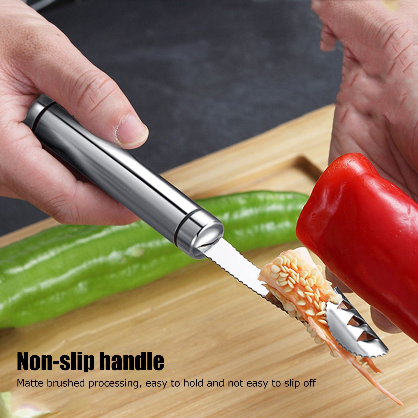 Stainless Steel Pepper Corer Fruit Vegetable Core Remover Tools Household view 15