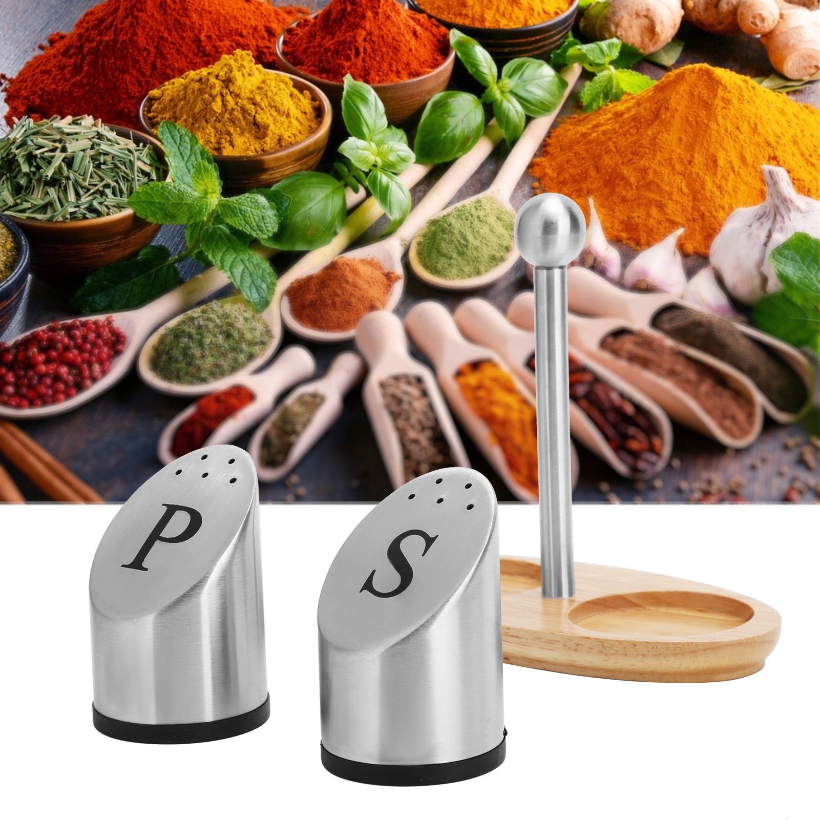 Stainless Steel Condiment Container Pot Seasoning Box Set Spice Pepper Jar view 10