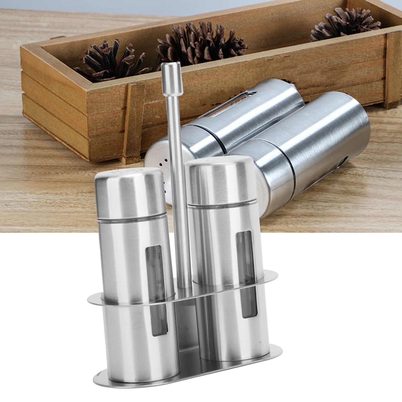 Stainless Steel Condiment Seasoning Container Pots Set with Spice Rack for view 10