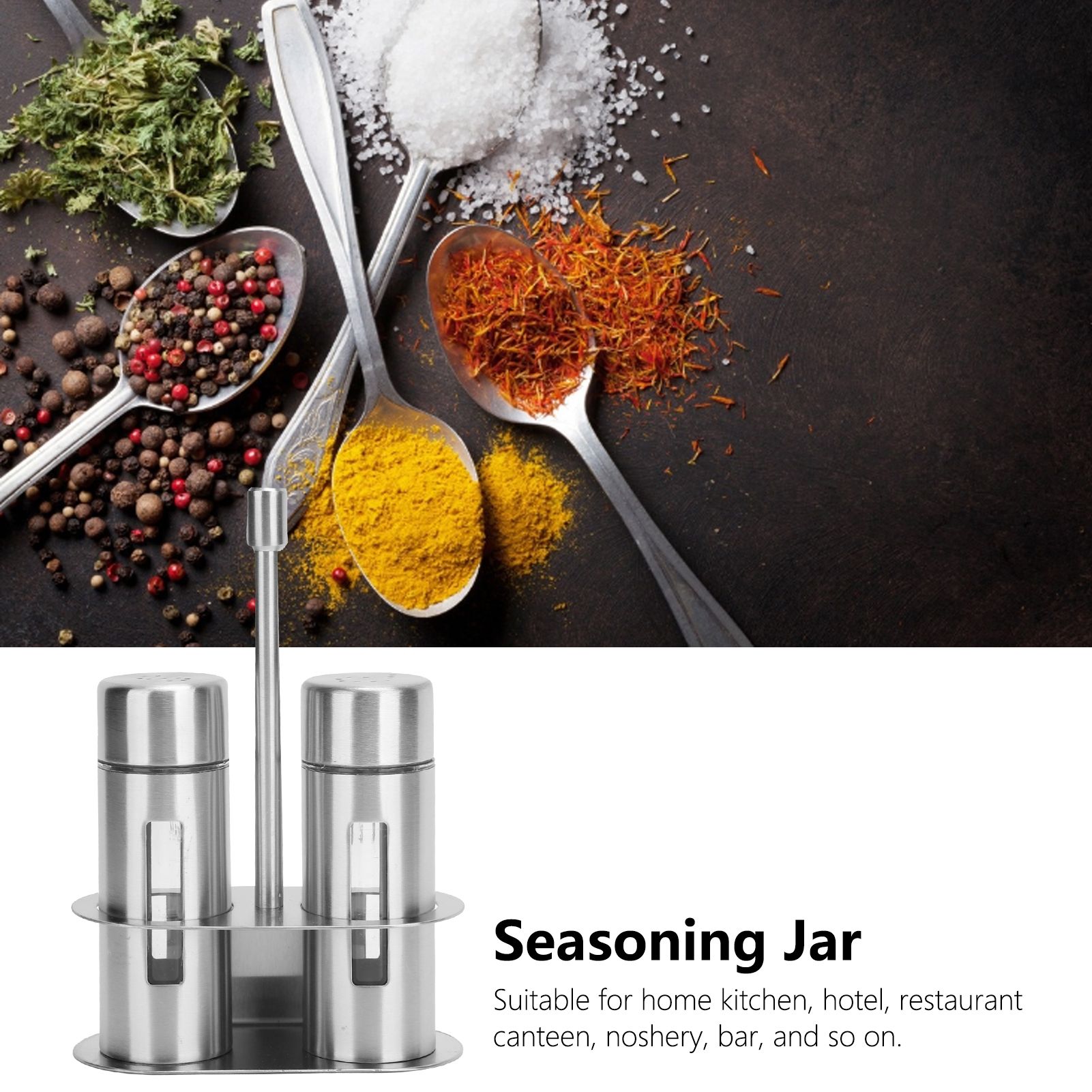 Stainless Steel Condiment Seasoning Container Pots Set with Spice Rack for view 15
