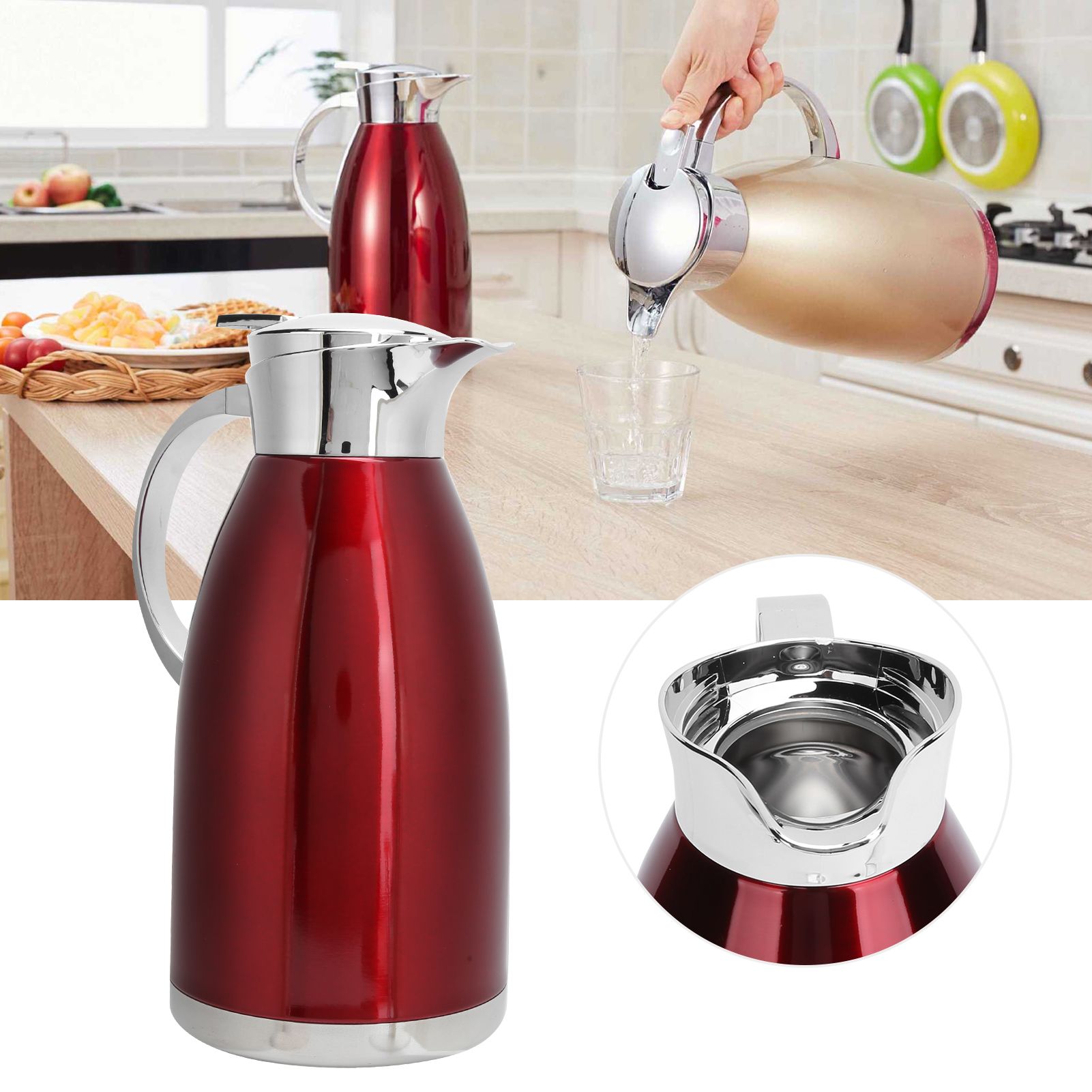 2L Thermal Jug DoubleWall Stainless Steel Vacuum Insulation Kettle for Coffee view 10