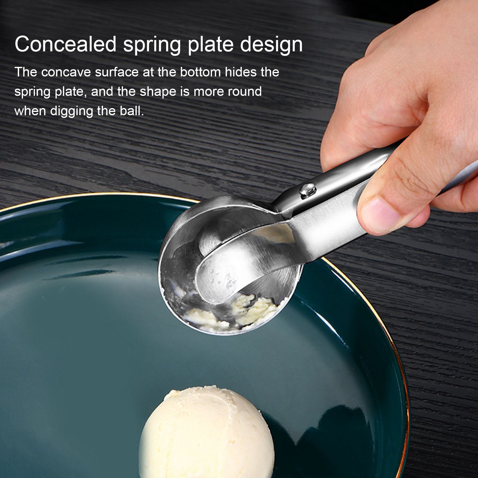 304 Stainless Steel Spoon Ice Cream Fruit Ball Scoop Cutlery Kitchen Tool view 12