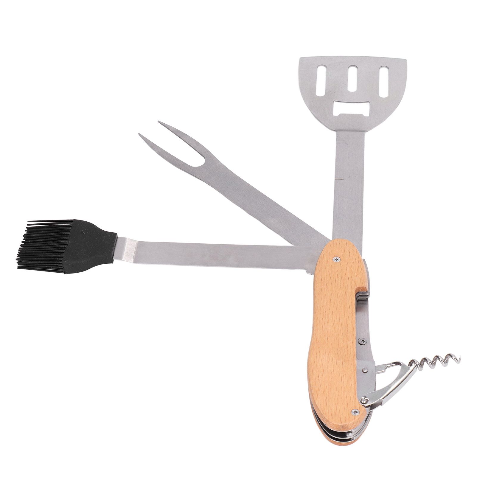 BBQ Tool Set 5 in 1 Multifunction Foldable Portable Spatula Brush Fork Bottle