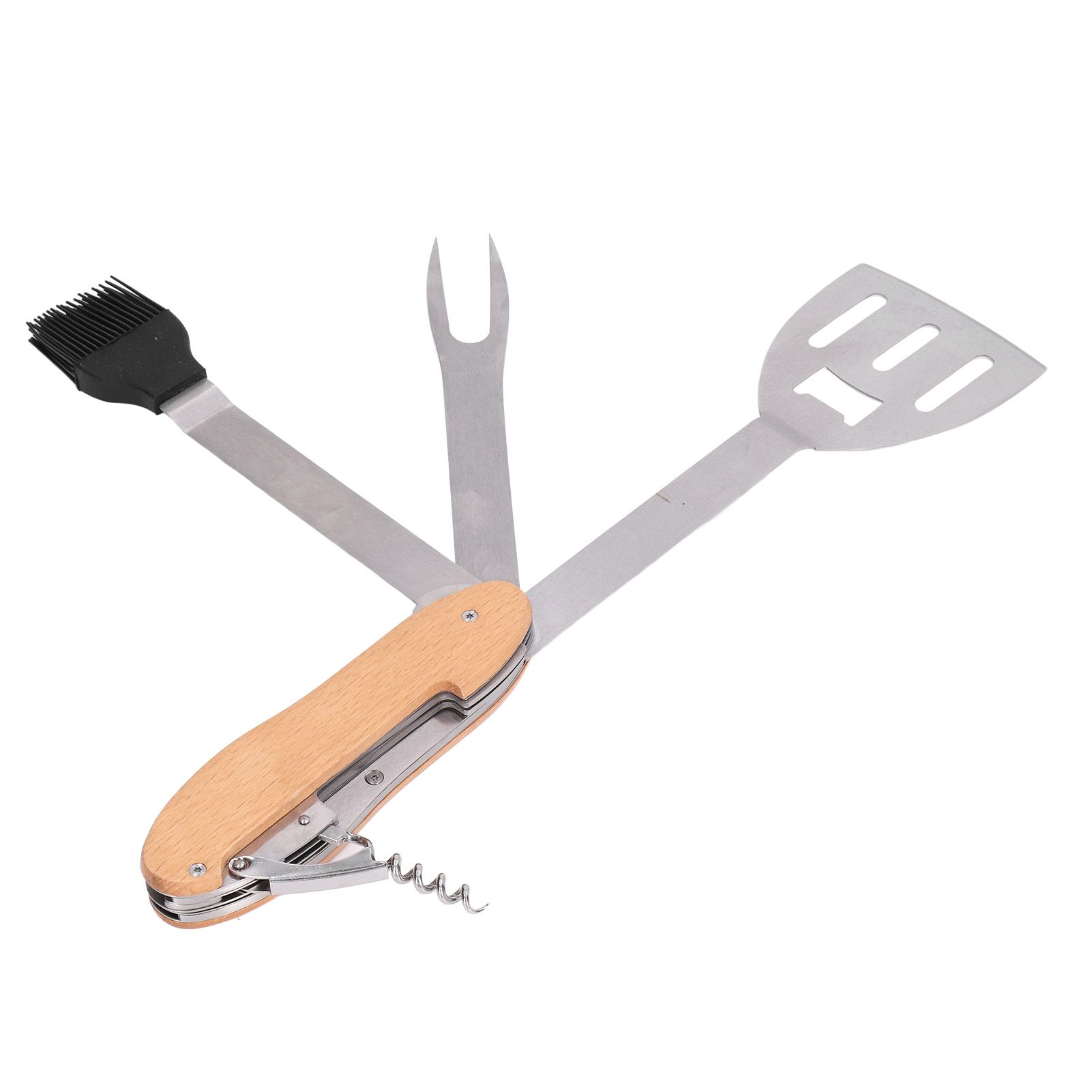 BBQ Tool Set 5 in 1 Multifunction Foldable Portable Spatula Brush Fork Bottle view 2