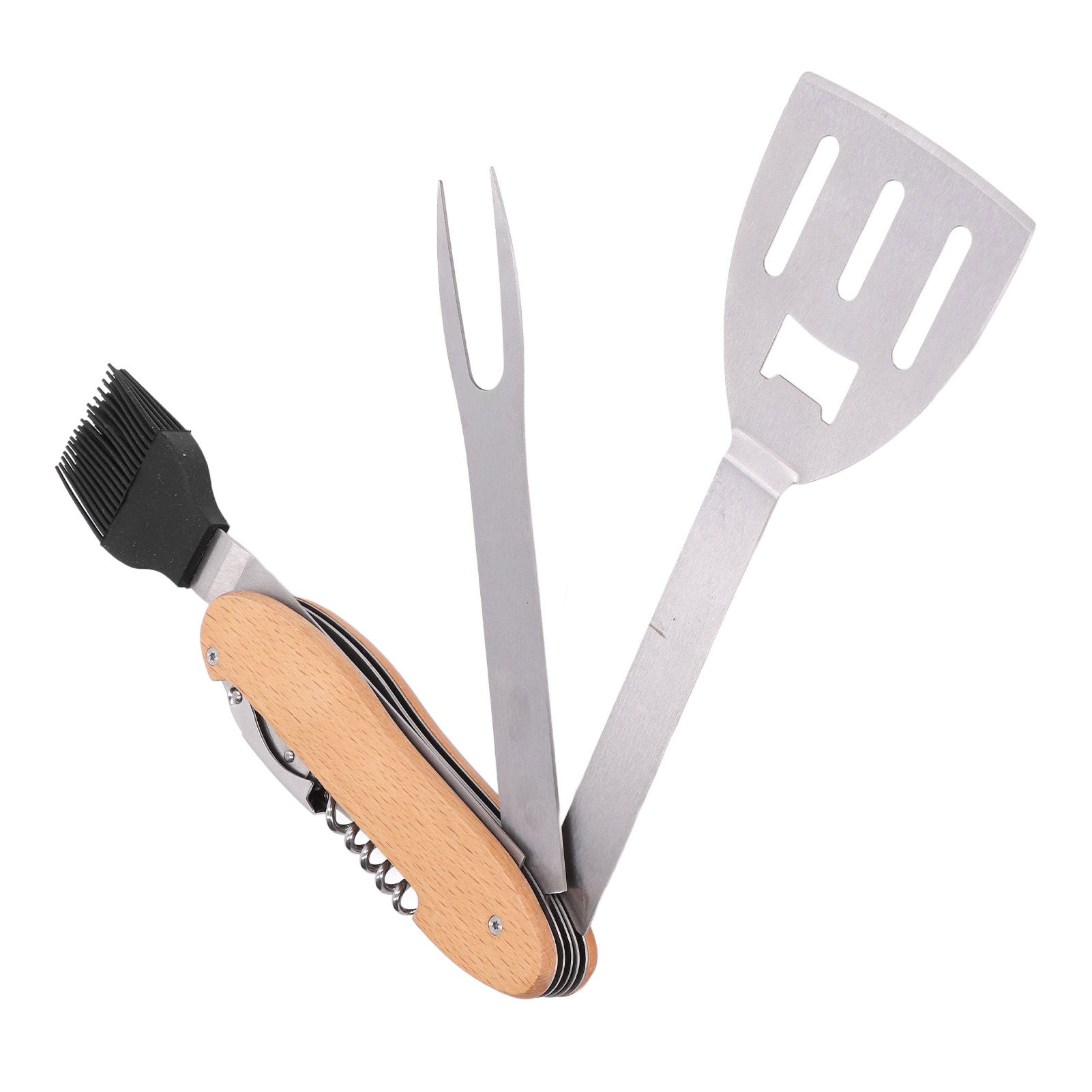 BBQ Tool Set 5 in 1 Multifunction Foldable Portable Spatula Brush Fork Bottle view 5