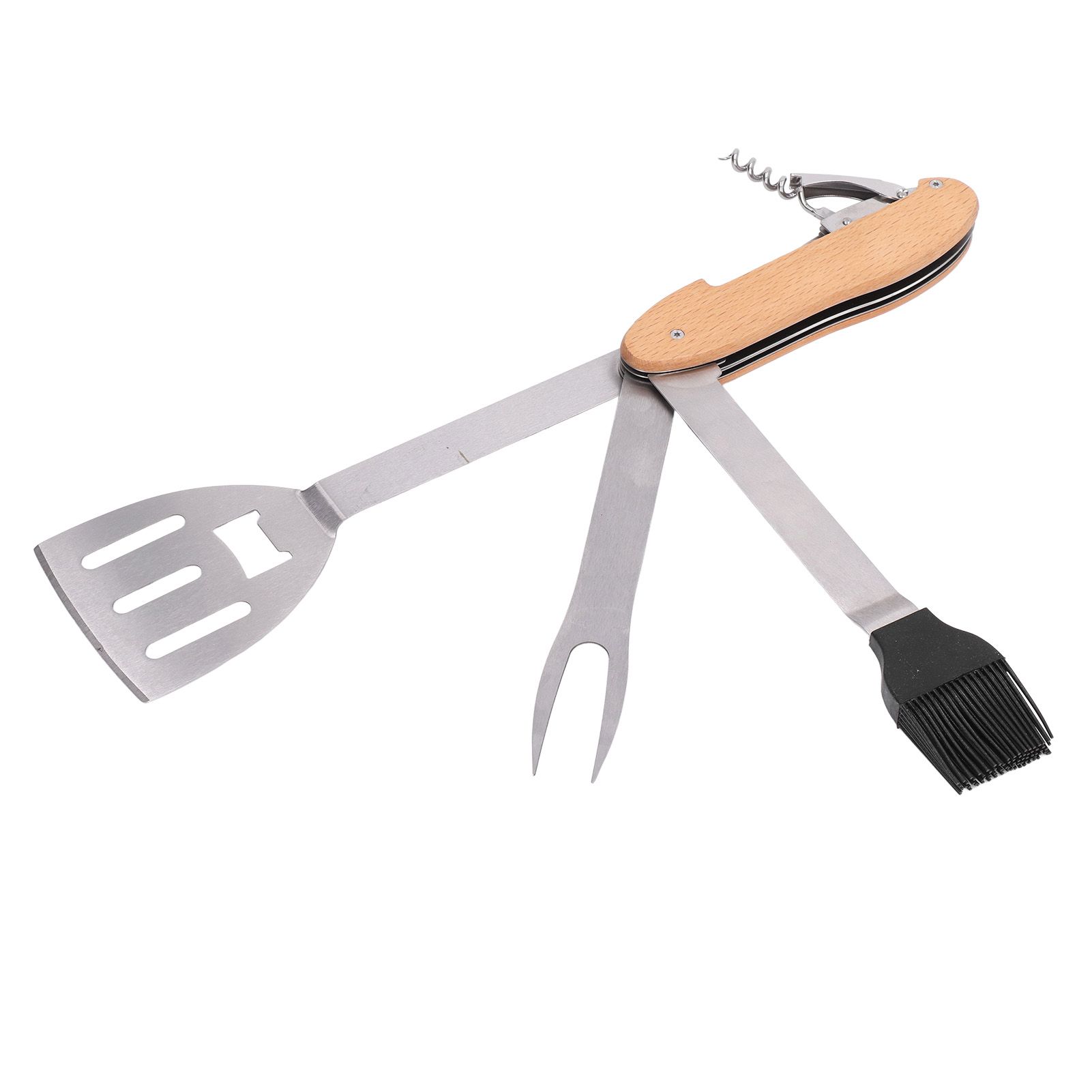 BBQ Tool Set 5 in 1 Multifunction Foldable Portable Spatula Brush Fork Bottle view 7