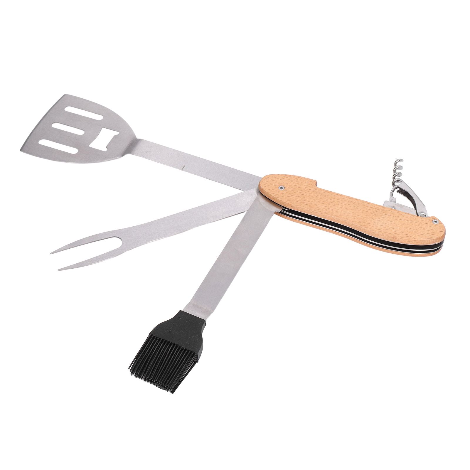 BBQ Tool Set 5 in 1 Multifunction Foldable Portable Spatula Brush Fork Bottle view 9