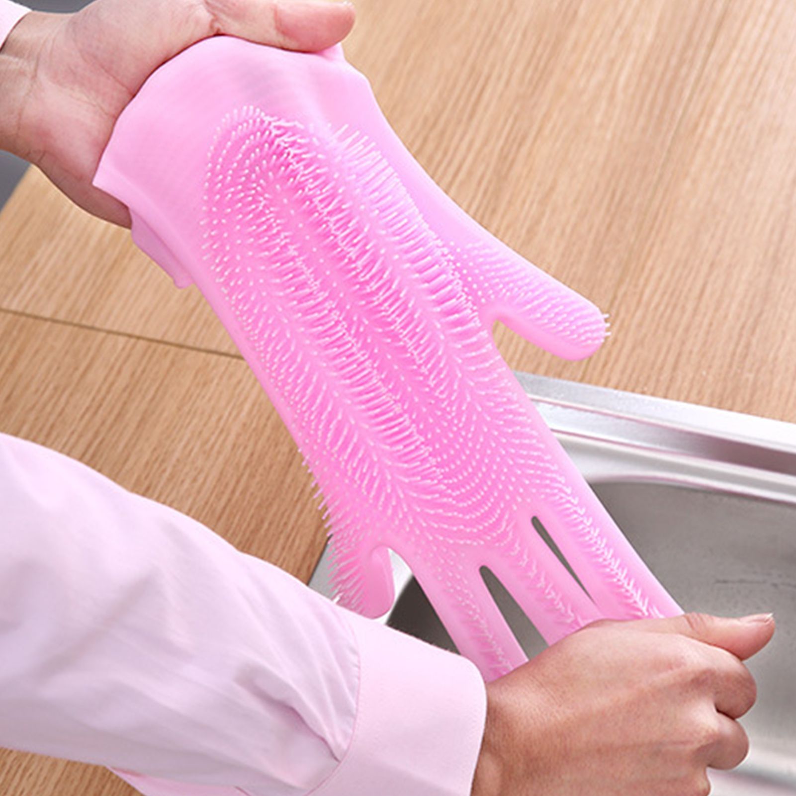 Silicone Gloves with bristles Waterproof Splashproof Oil Proof Soft Elastic view 4