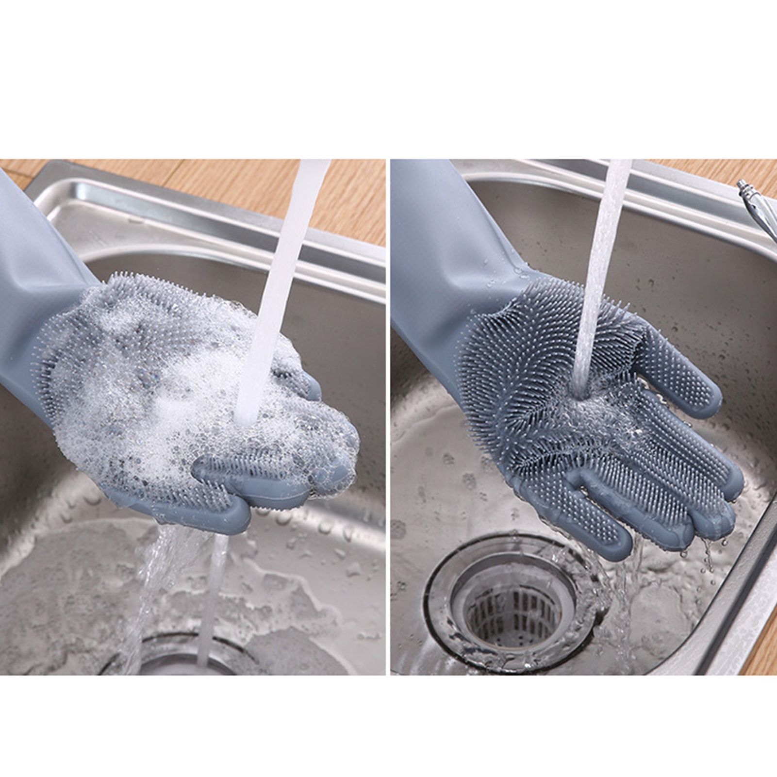 Silicone Gloves with bristles Waterproof Splashproof Oil Proof Soft Elastic view 6