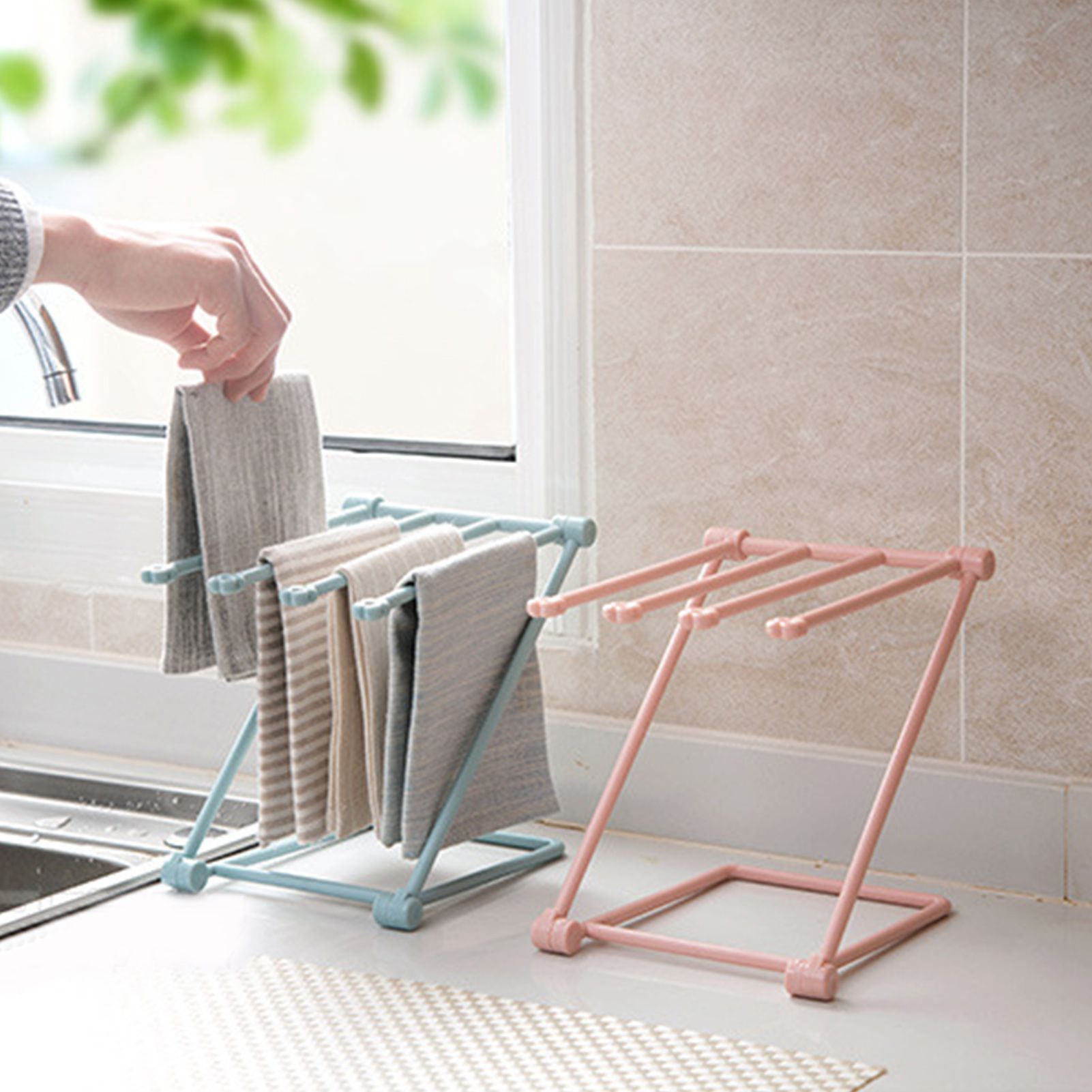 Washcloth Holder Foldable Hand Towel Holder Vertical Dish Cloth Storage Rack view 9