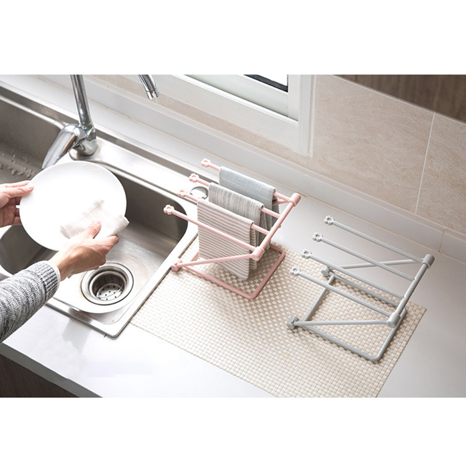 Washcloth Holder Foldable Hand Towel Holder Vertical Dish Cloth Storage Rack view 5