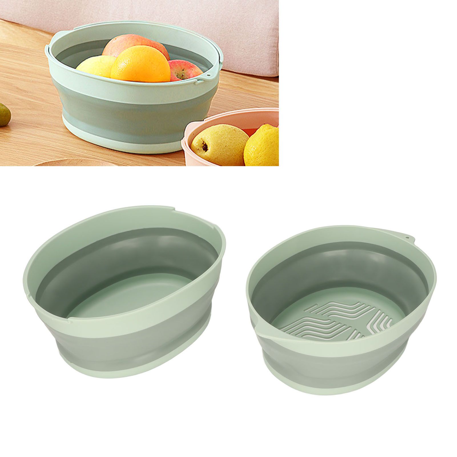 Double Layer Drain Basket Separate Design Foldable Portable Fruit Vegetable view 11