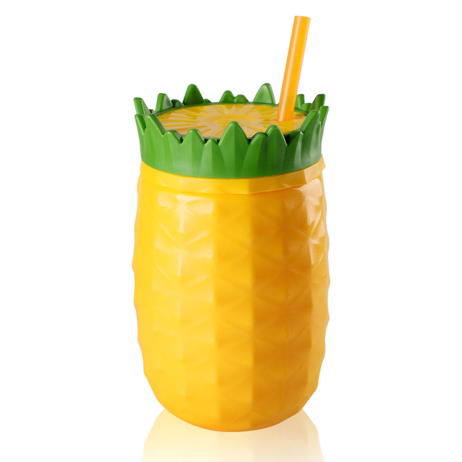 Fruit Shape Cup Double Layer Straw Cold Insulation Leakproof Plastic Cup for