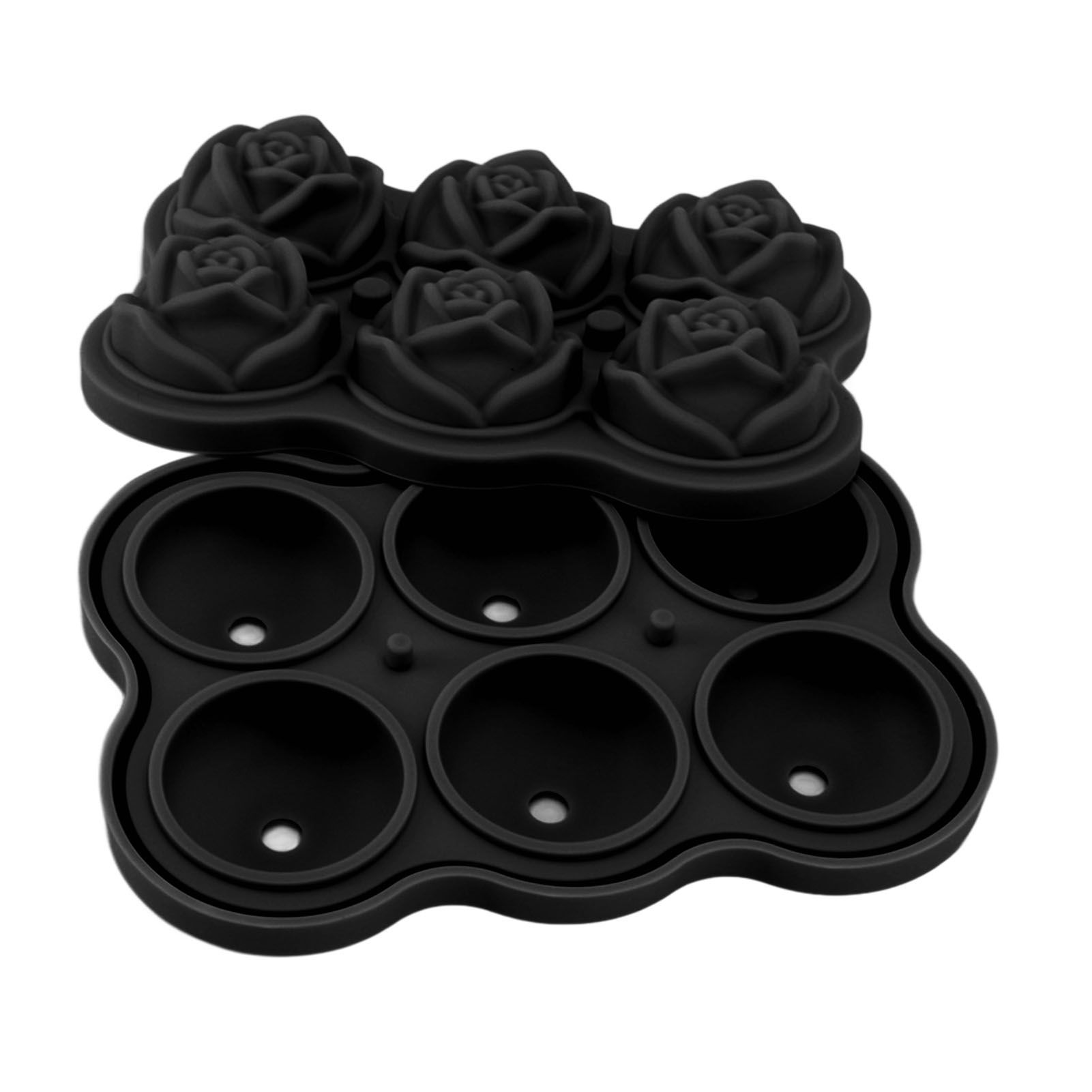 Rose Ice Cube Tray Silicone 6 Cubes No BPA Ice Making Accessory with Lid for view 5