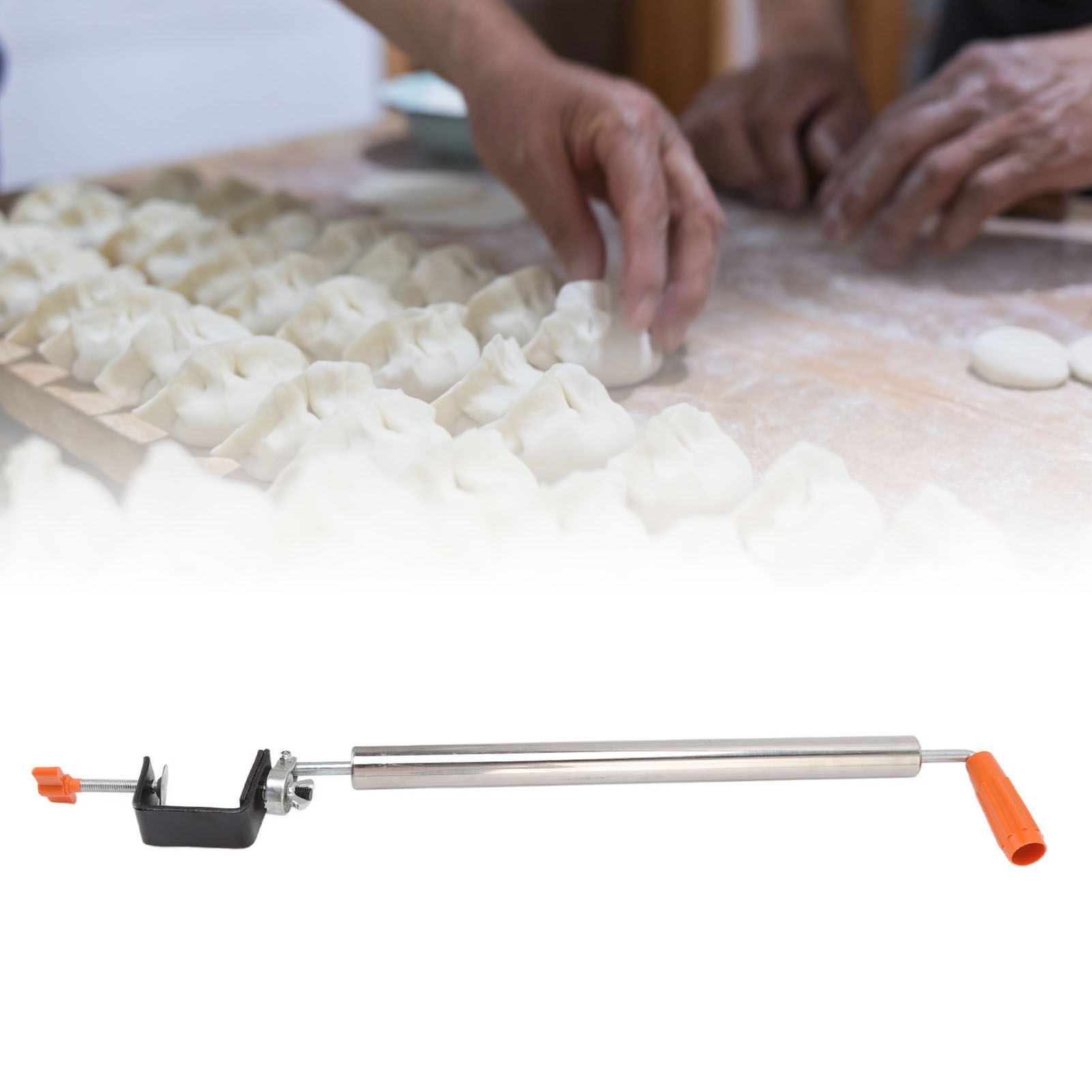 Rolling Pin Stainless Steel Dough Roller Fixed 360° Rotation for Pastry Bread view 12
