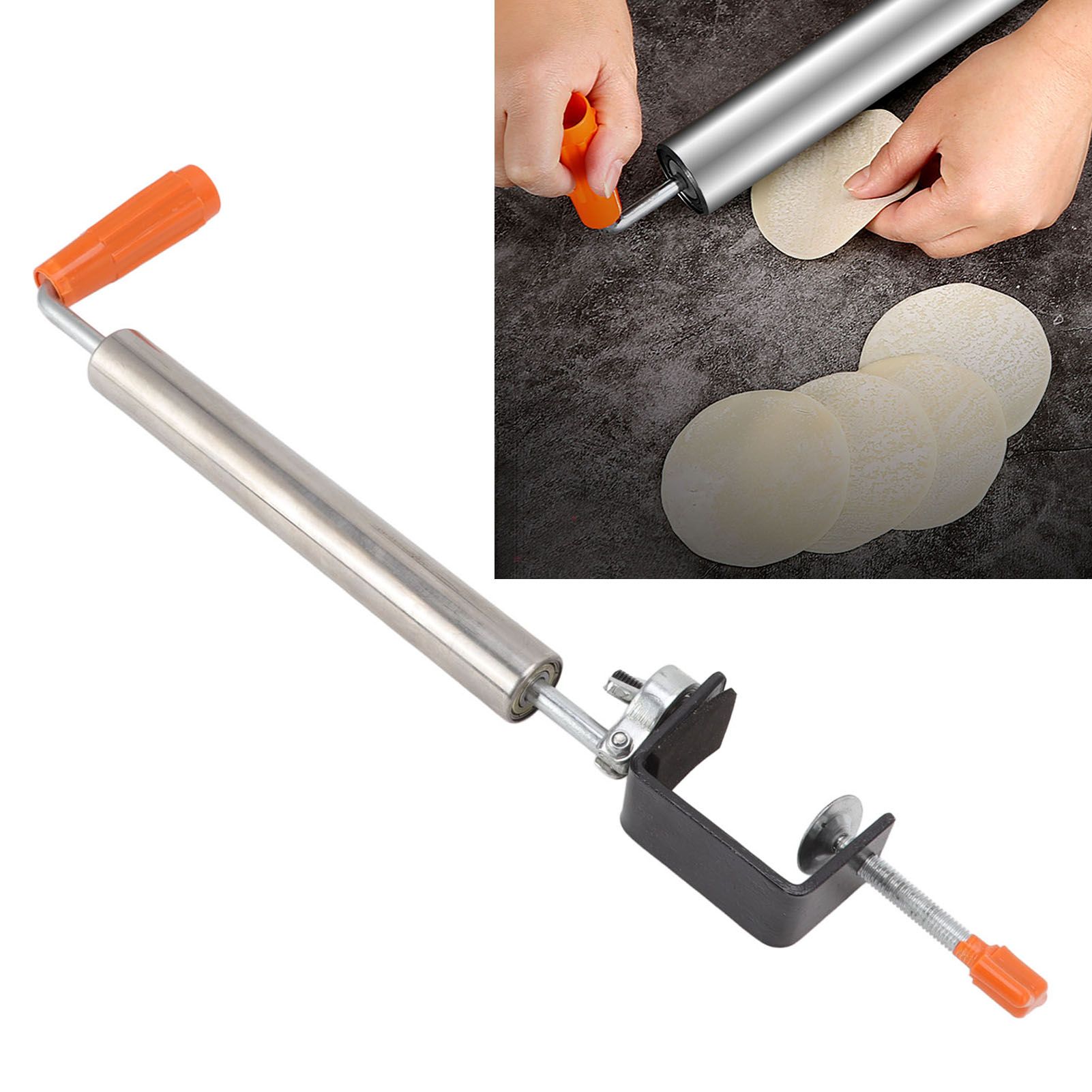Rolling Pin Stainless Steel Dough Roller Fixed 360° Rotation for Pastry Bread view 11
