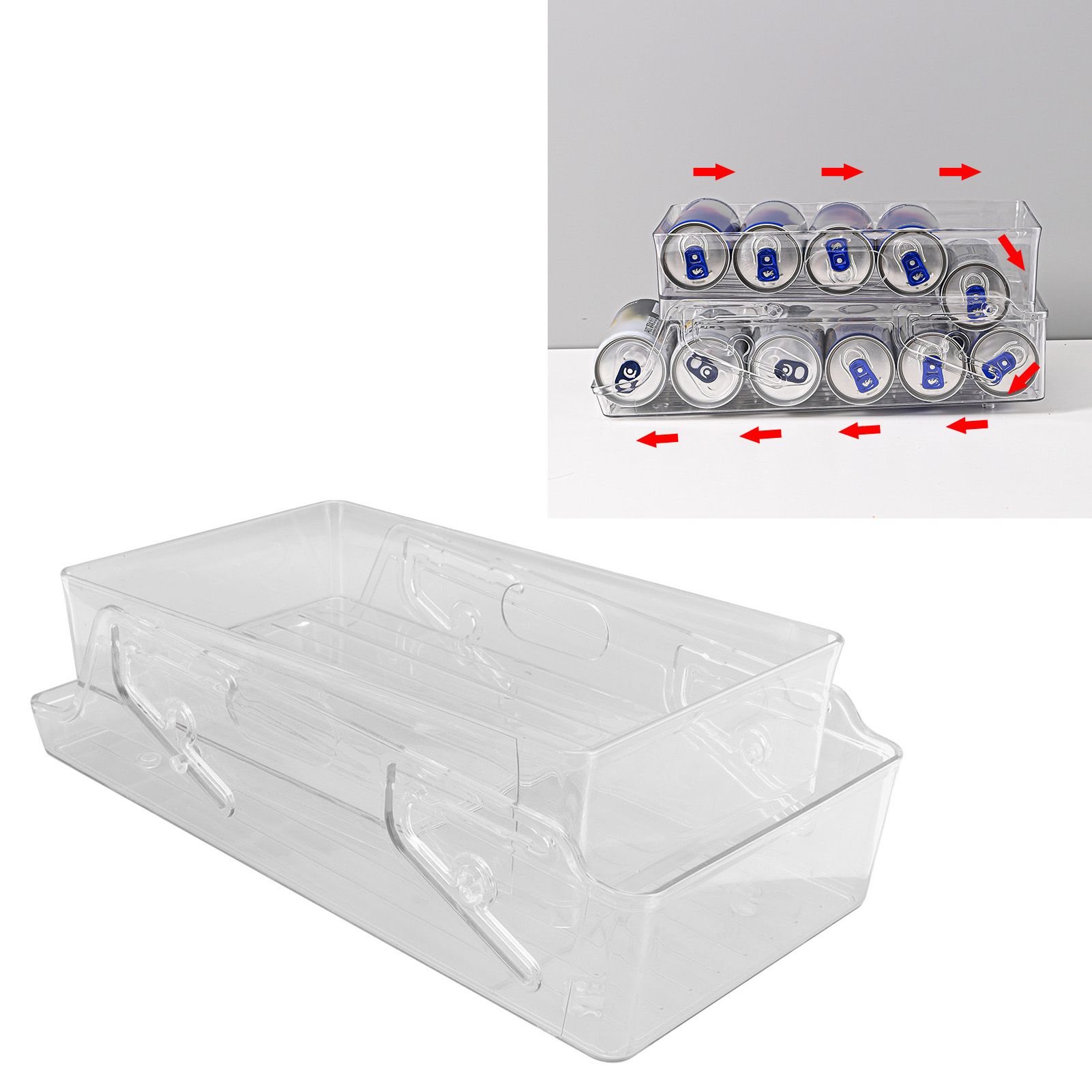 Automatic Rolling Beverage Soda Can Storage Organizer Double Layers Plastic view 11