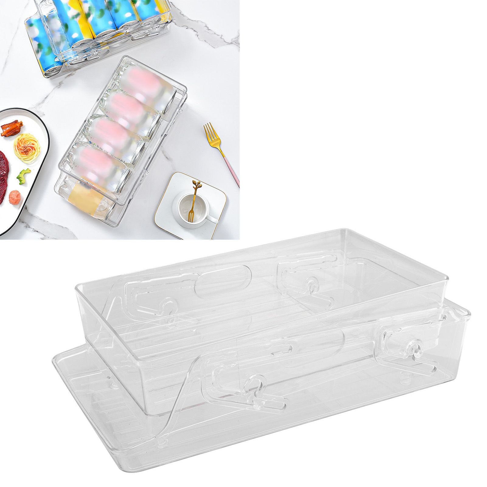 Automatic Rolling Beverage Soda Can Storage Organizer Double Layers Plastic view 12