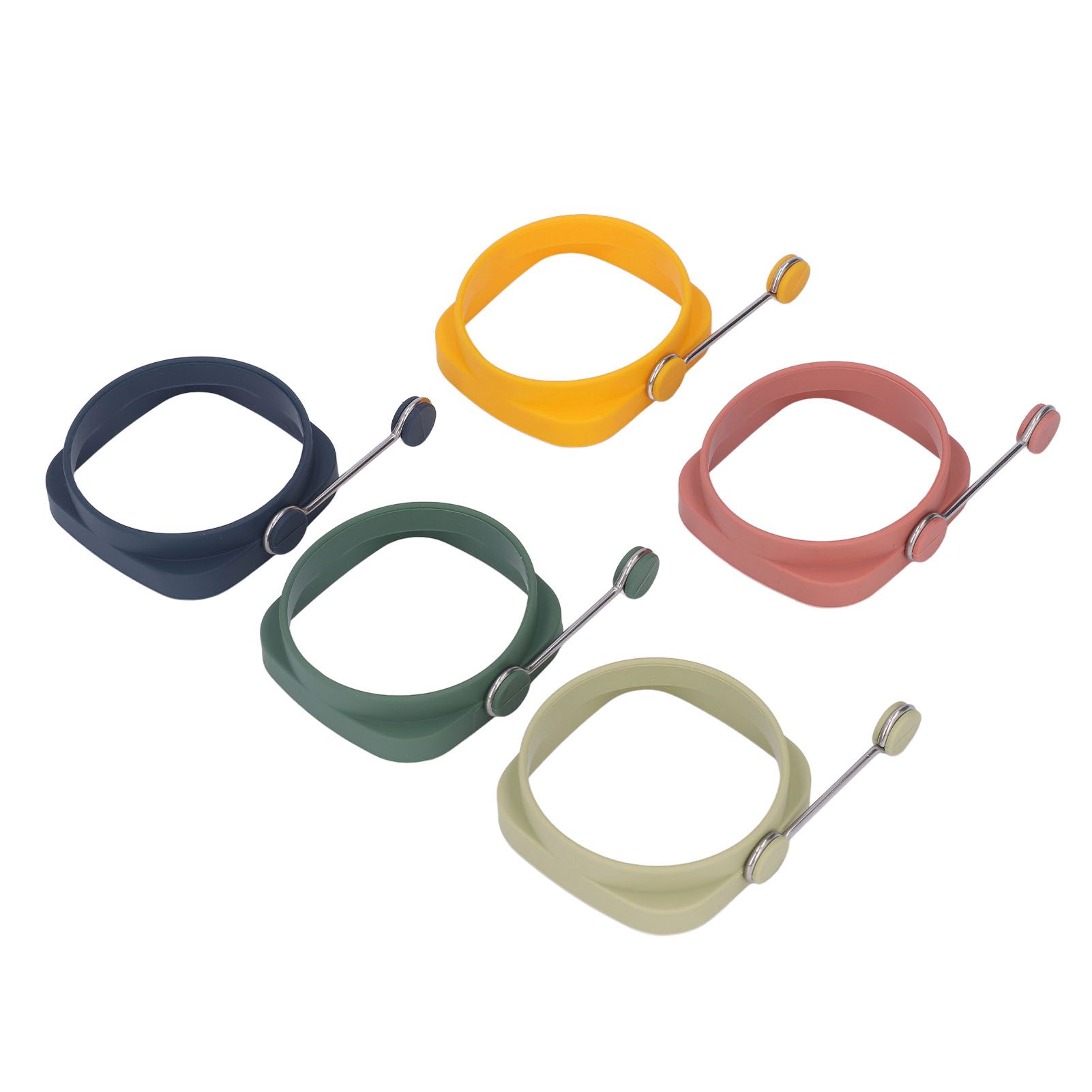 5 PCS Handle Egg Frying Rings Silicone Double Sided Egg Rings Quadrate Round view 3