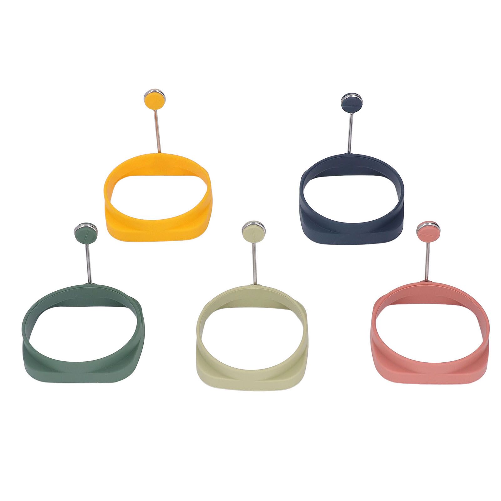 5 PCS Handle Egg Frying Rings Silicone Double Sided Egg Rings Quadrate Round view 6