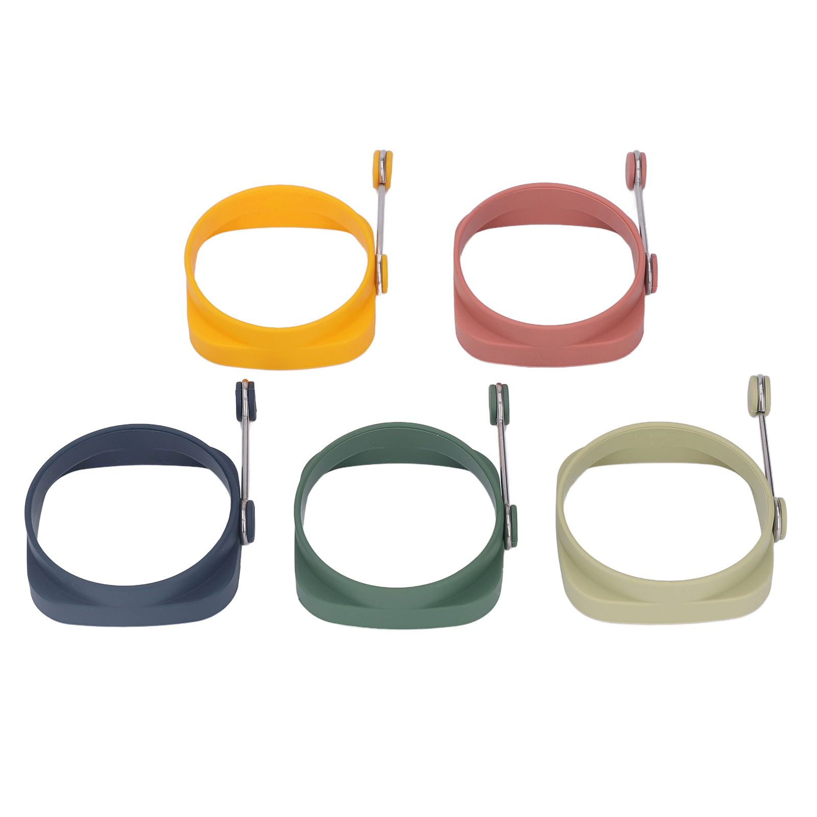 5 PCS Handle Egg Frying Rings Silicone Double Sided Egg Rings Quadrate Round view 7