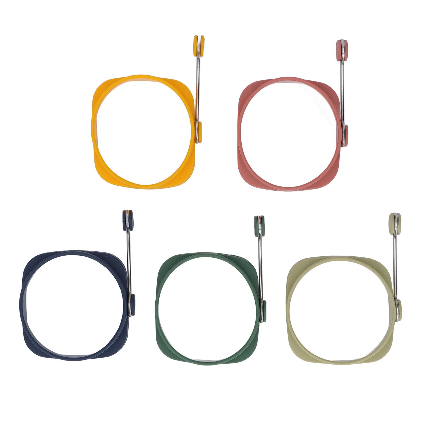 5 PCS Handle Egg Frying Rings Silicone Double Sided Egg Rings Quadrate Round view 8