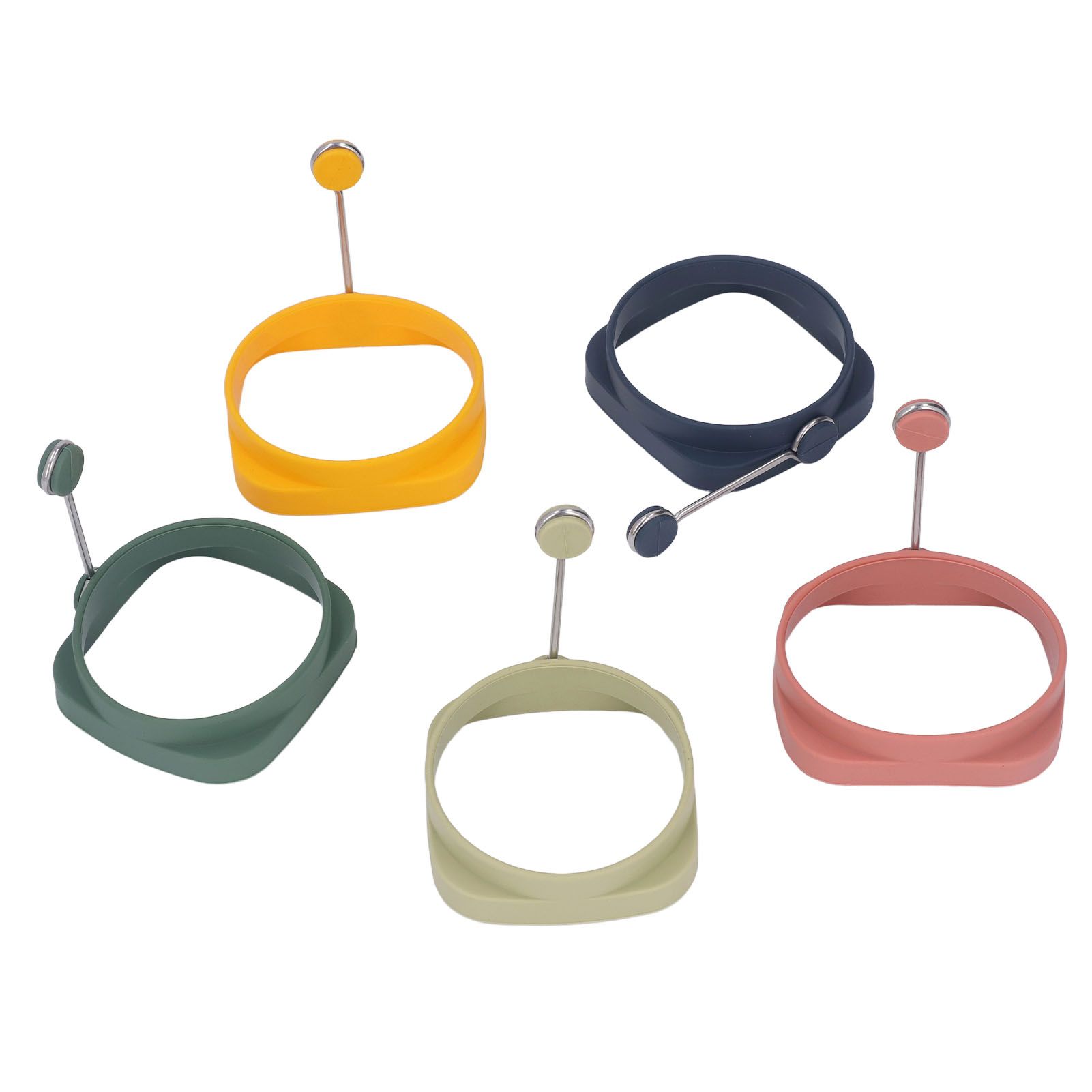 5 PCS Handle Egg Frying Rings Silicone Double Sided Egg Rings Quadrate Round view 9