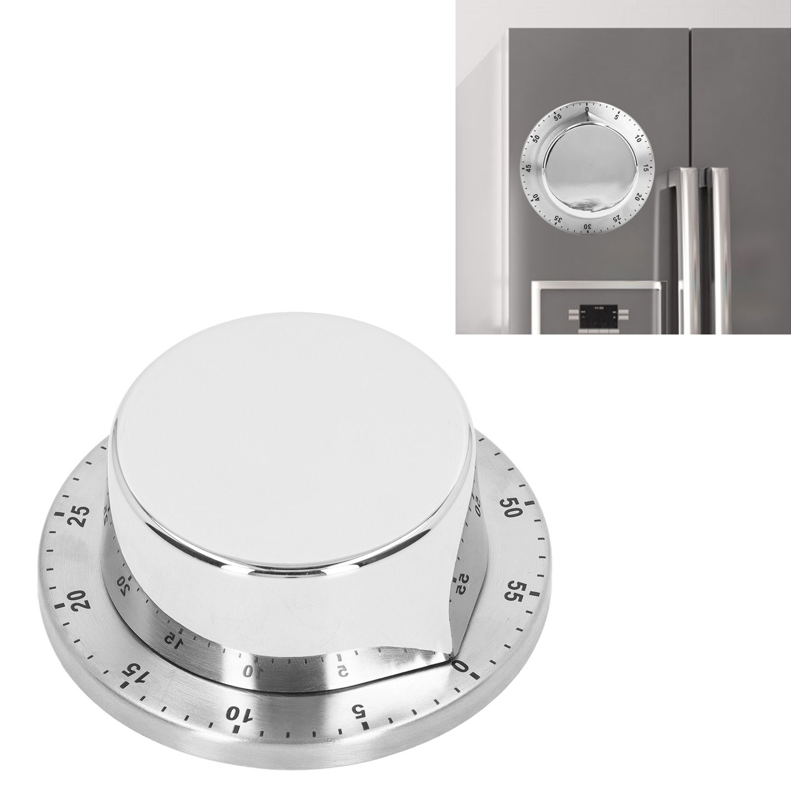 Kitchen Mechanical Timer 304 Stainless Steel Magnetic Suction Chef Cooking view 11