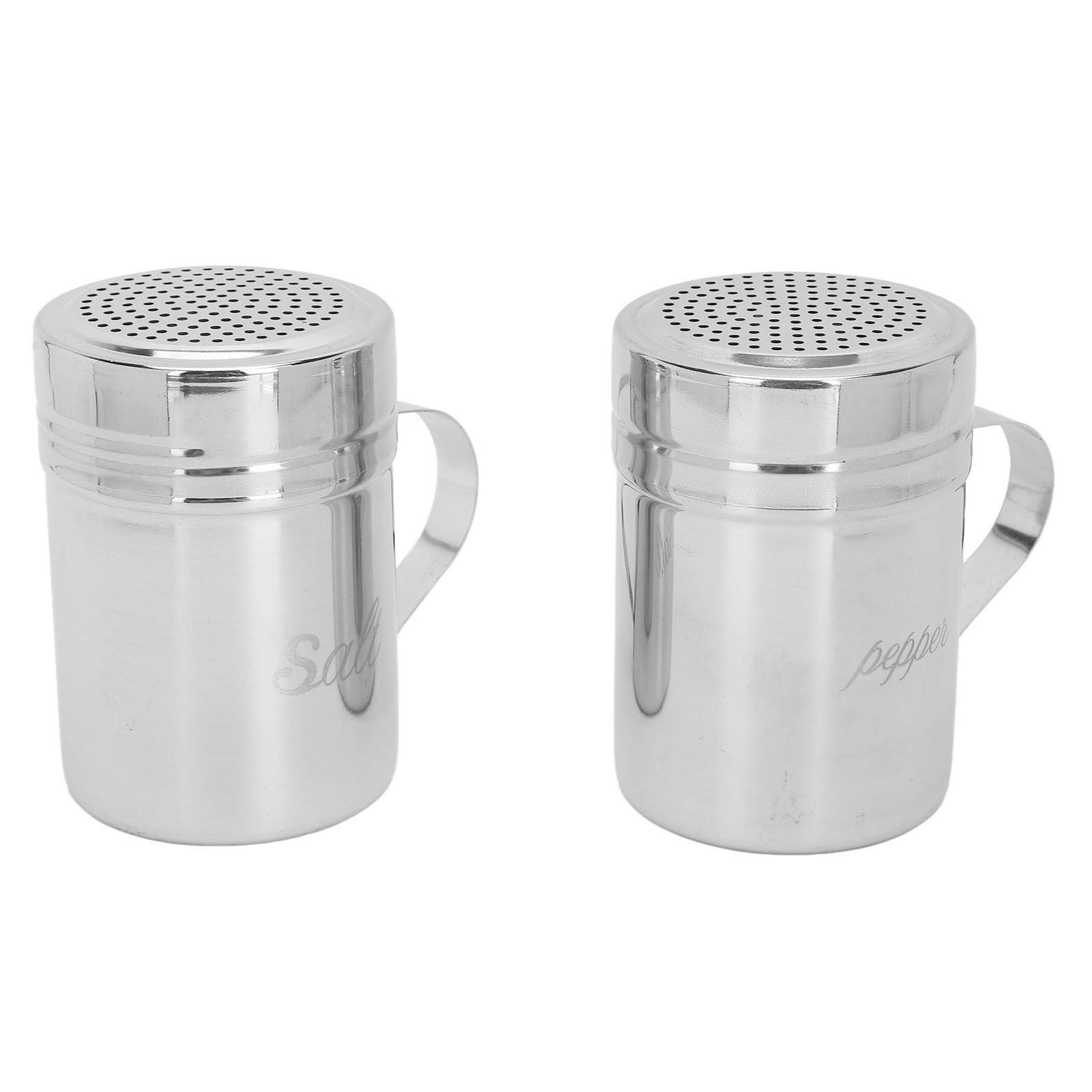 2pcs Stainless Steel Dredge Shaker with Lid Handle Salt Sugar Shakers view 2