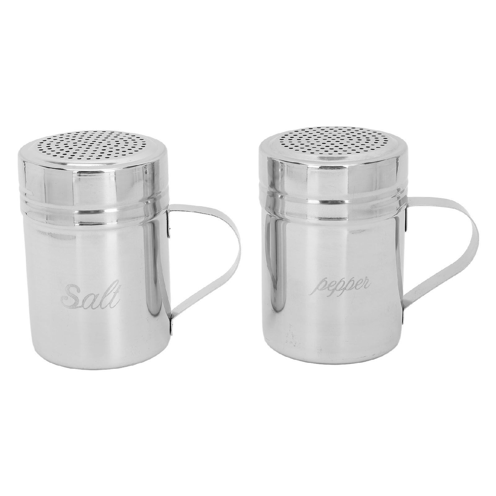 2pcs Stainless Steel Dredge Shaker with Lid Handle Salt Sugar Shakers view 3