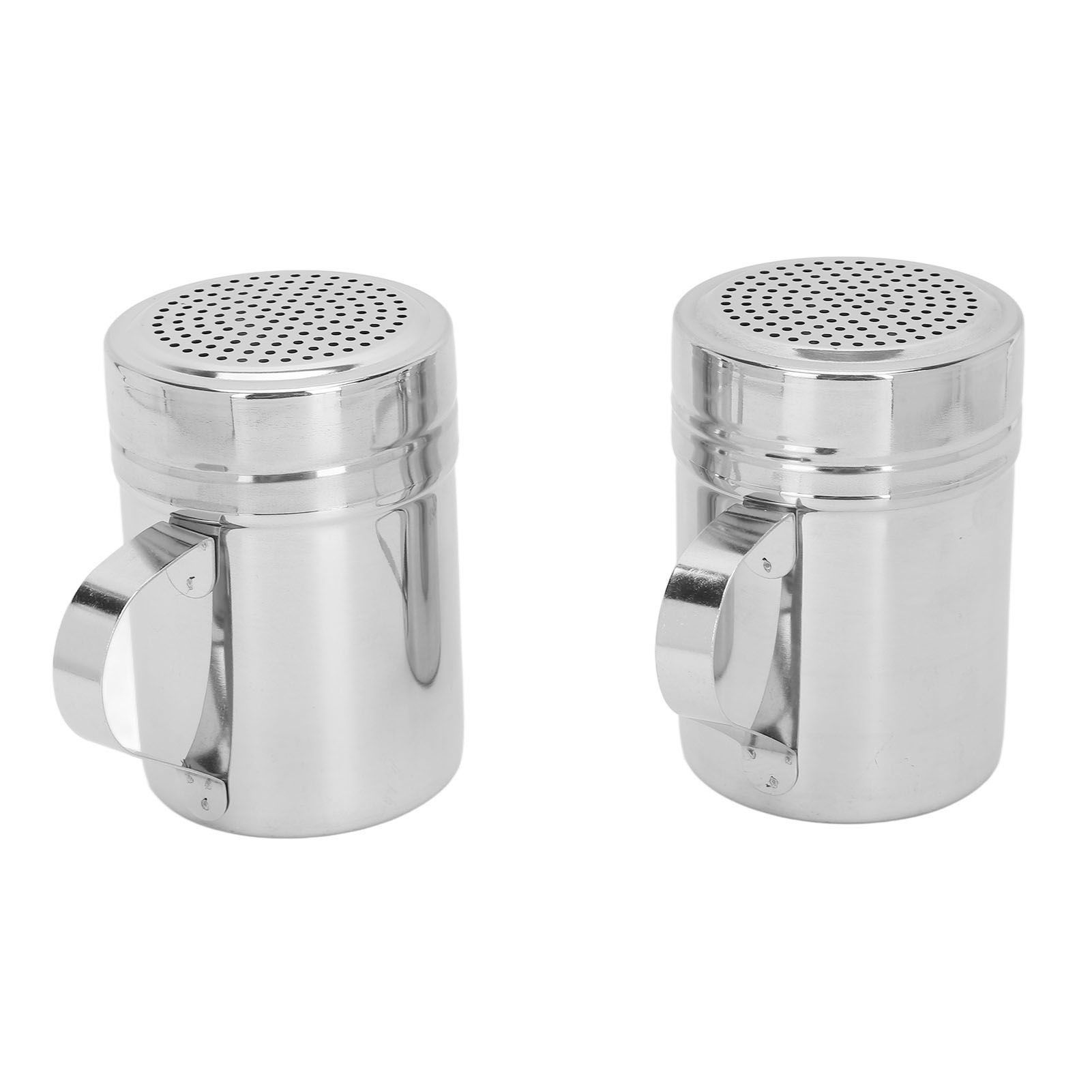 2pcs Stainless Steel Dredge Shaker with Lid Handle Salt Sugar Shakers view 5