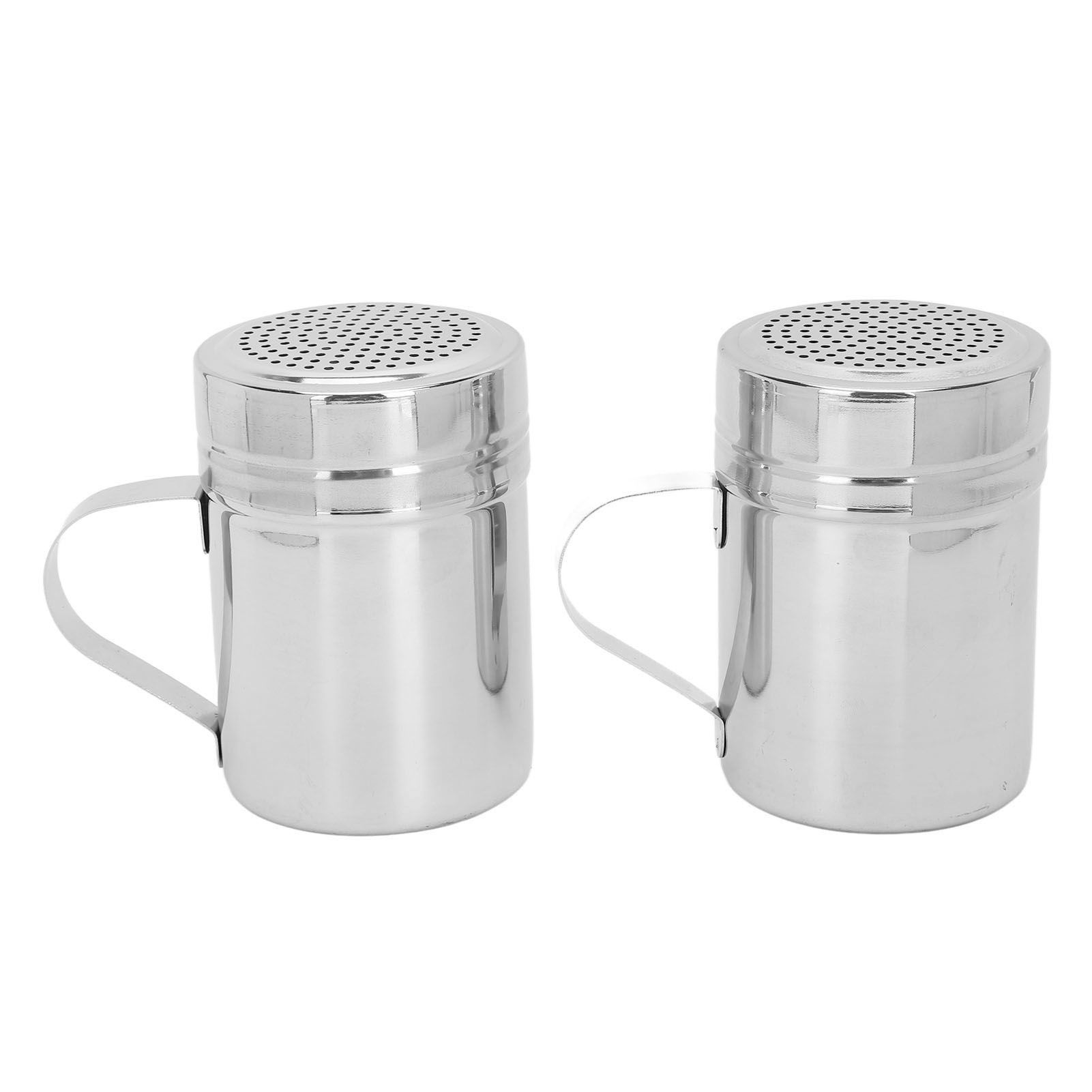 2pcs Stainless Steel Dredge Shaker with Lid Handle Salt Sugar Shakers view 6