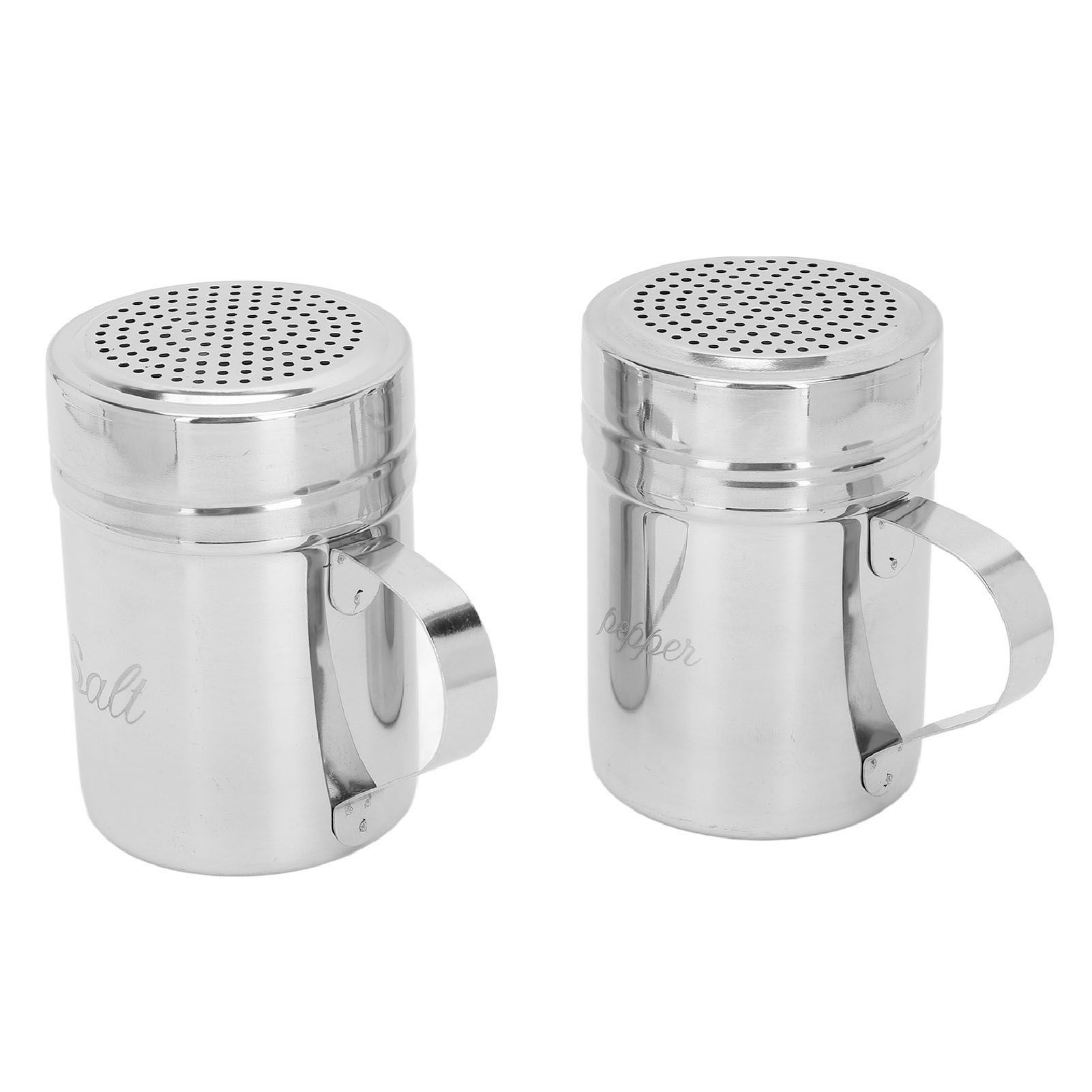 2pcs Stainless Steel Dredge Shaker with Lid Handle Salt Sugar Shakers view 7