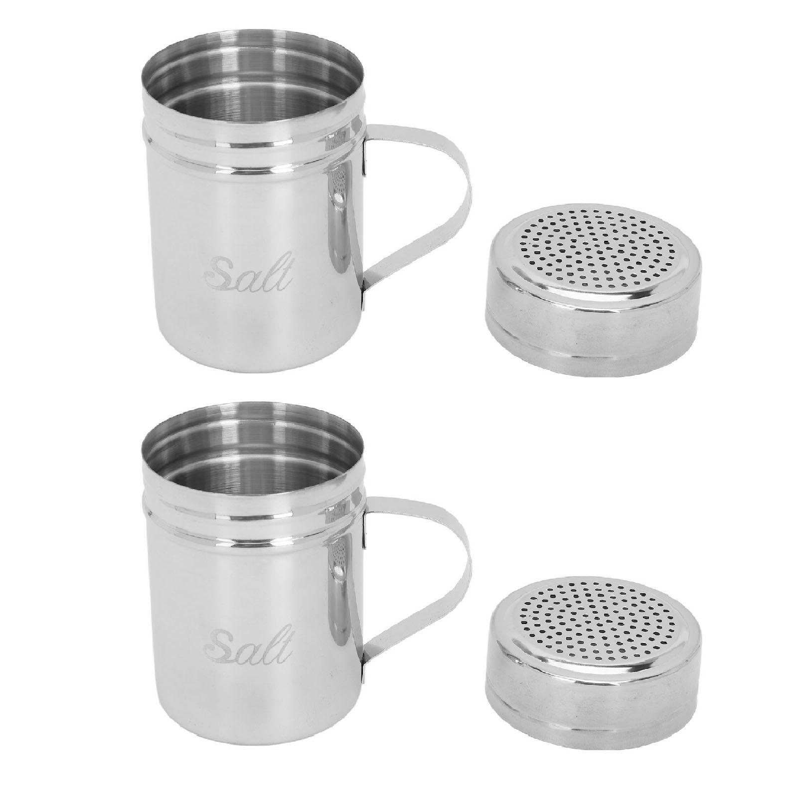 2pcs Stainless Steel Dredge Shaker with Lid Handle Salt Sugar Shakers view 10