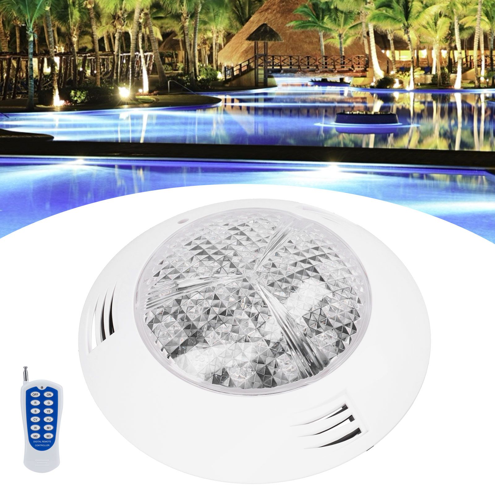 24LED Pool Light RGB Underwater Lamp with 12-Key Remote Control IP68 view 9
