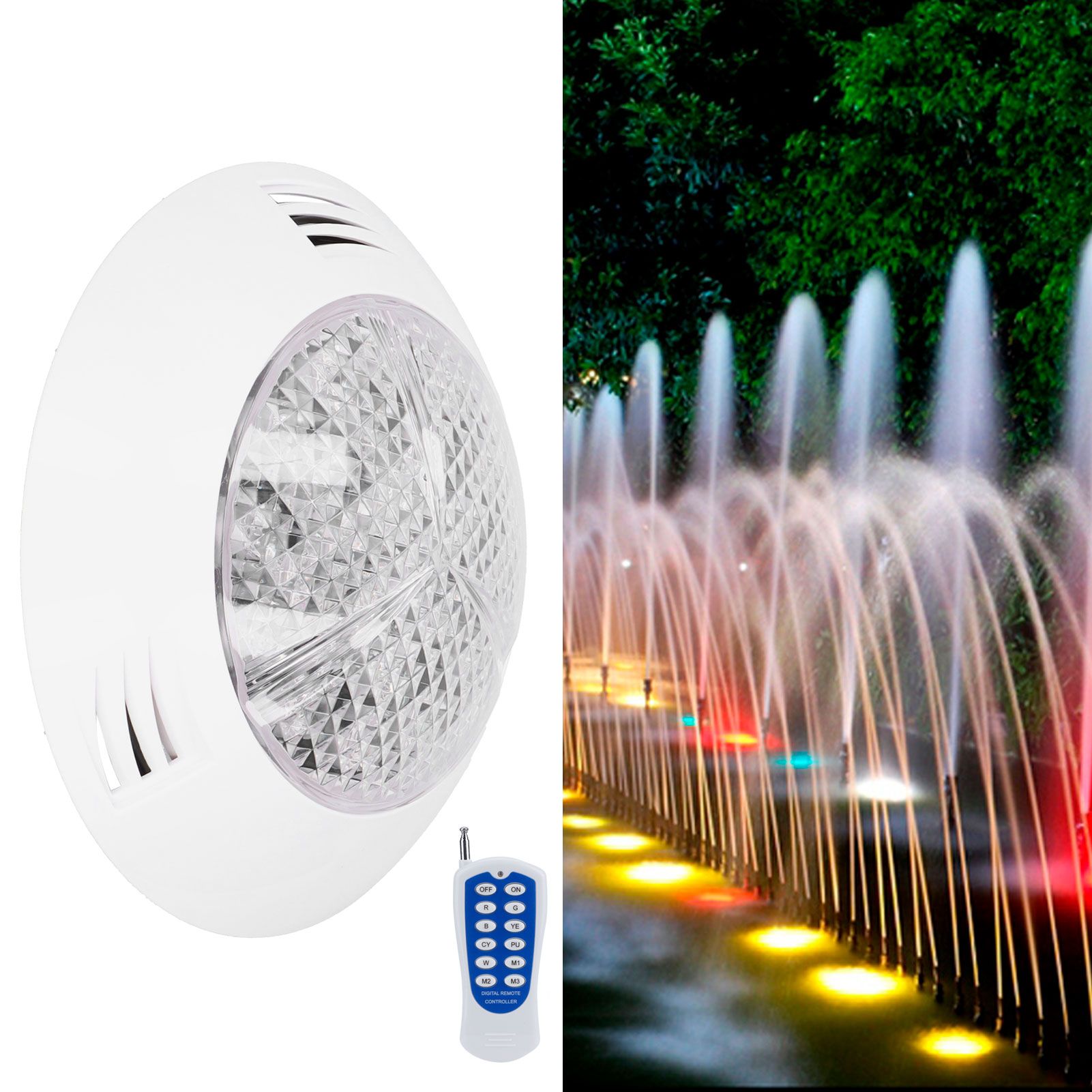 24LED Pool Light RGB Underwater Lamp with 12-Key Remote Control IP68 view 10