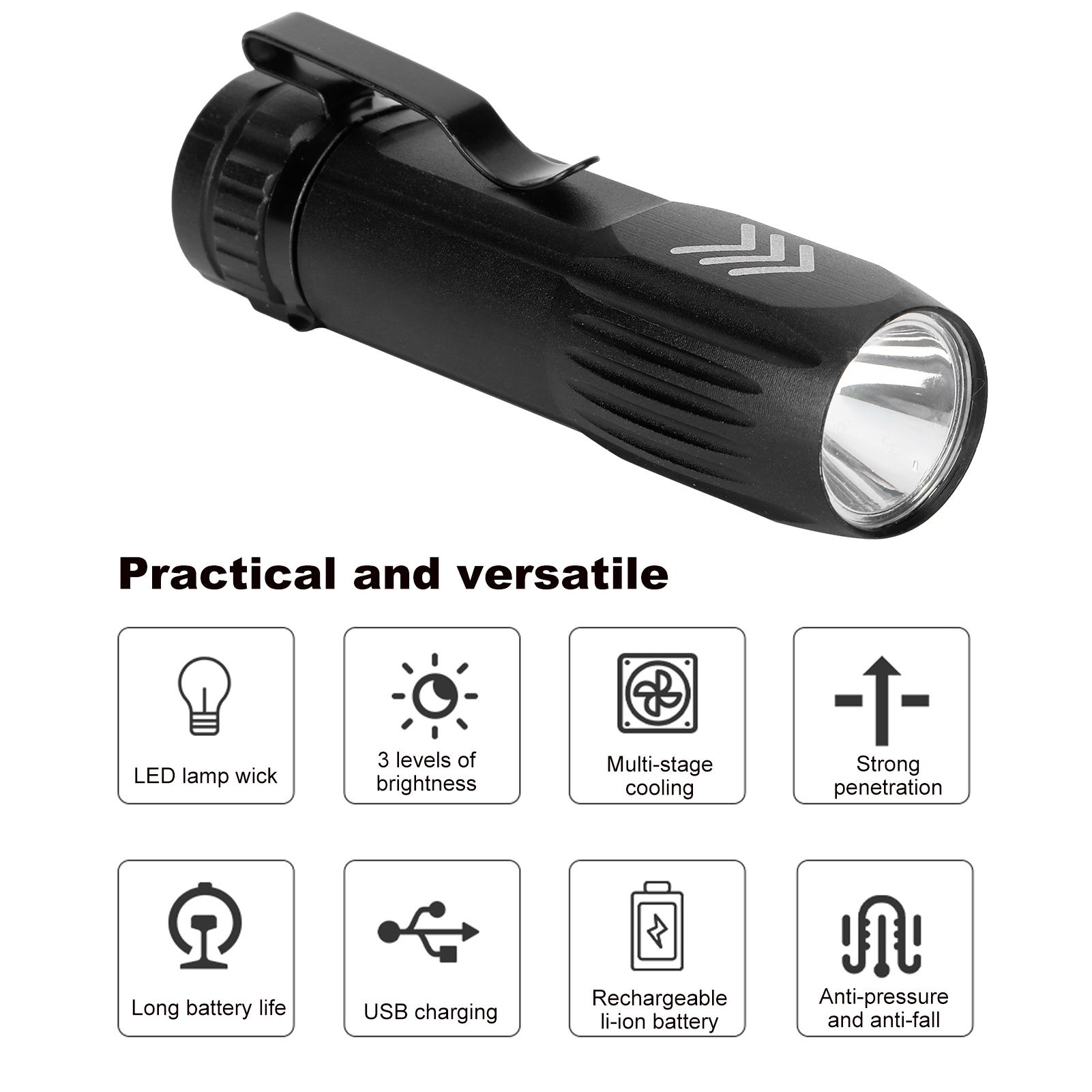 Small Super Bright Flashlight USB Rechargeable Torch Waterproof Adjustable view 15