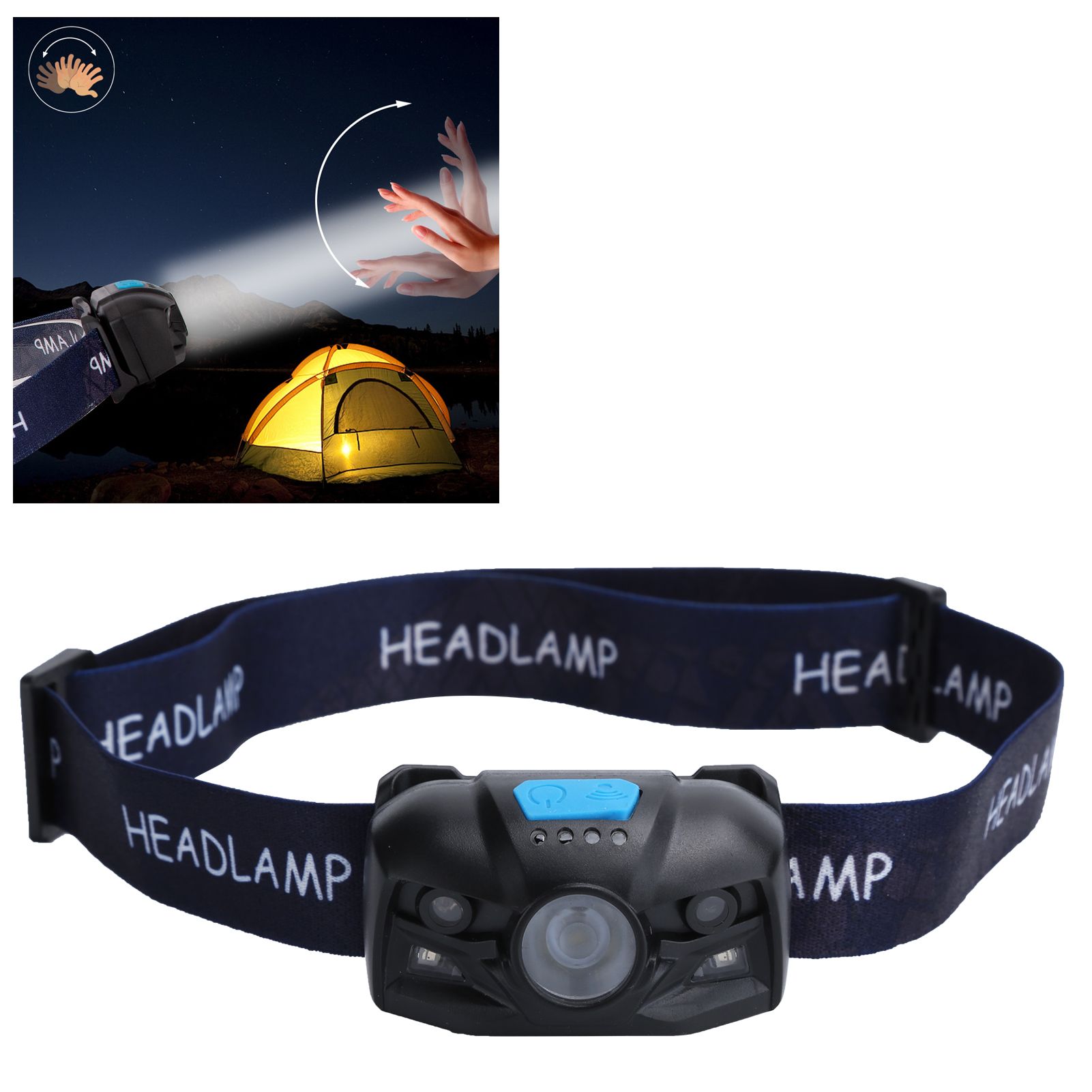 Outdoor USB Rechargeable LED Fishing Headlamp Finger Sensing Waterproof Headlight view 9