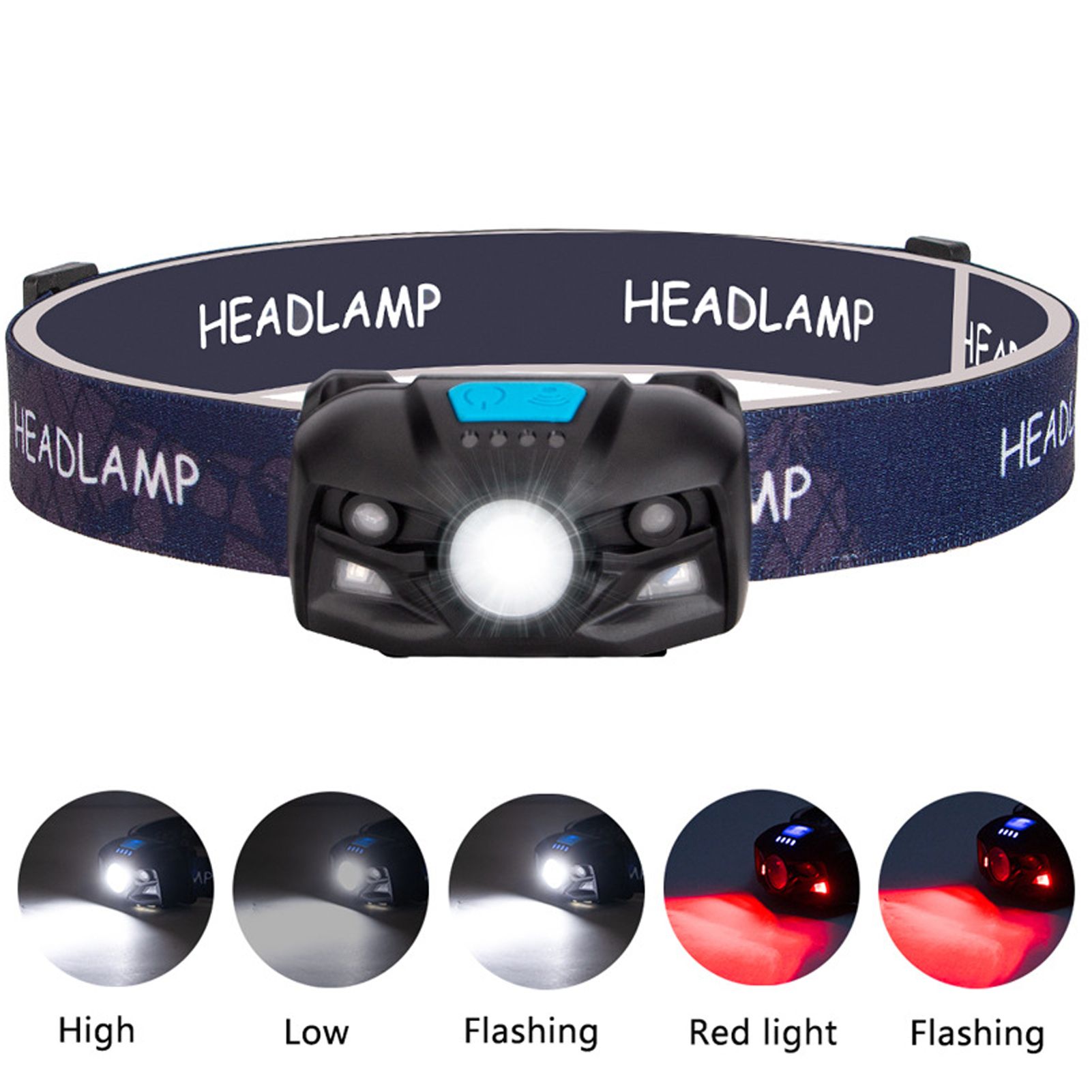 Outdoor USB Rechargeable LED Fishing Headlamp Finger Sensing Waterproof Headlight view 15