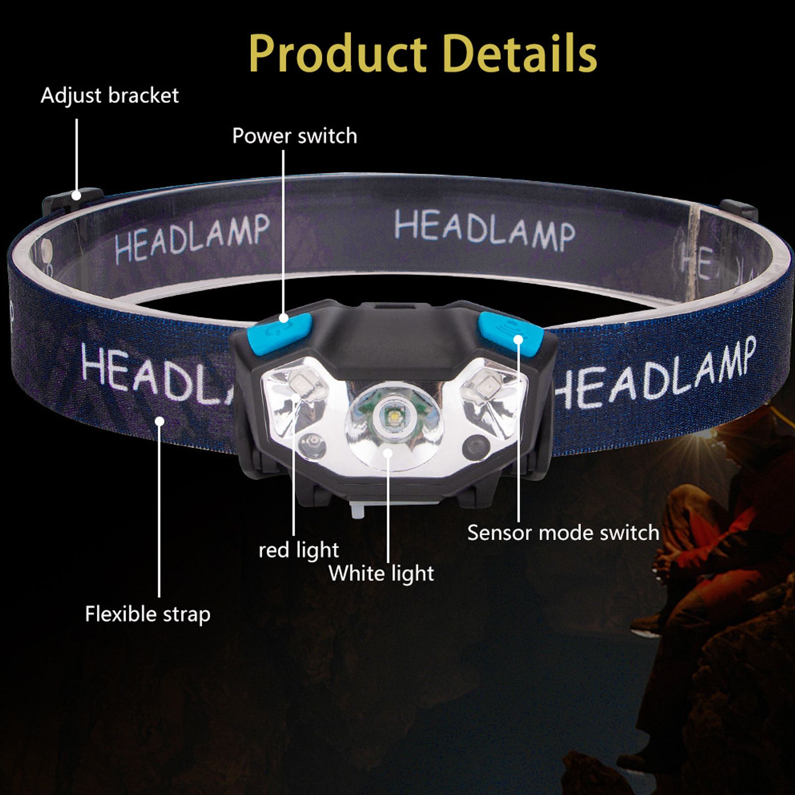 LED Head Lamp Powerful Sensor Headlight Rechargeable Outdoor Waterproof Headlamp view 15