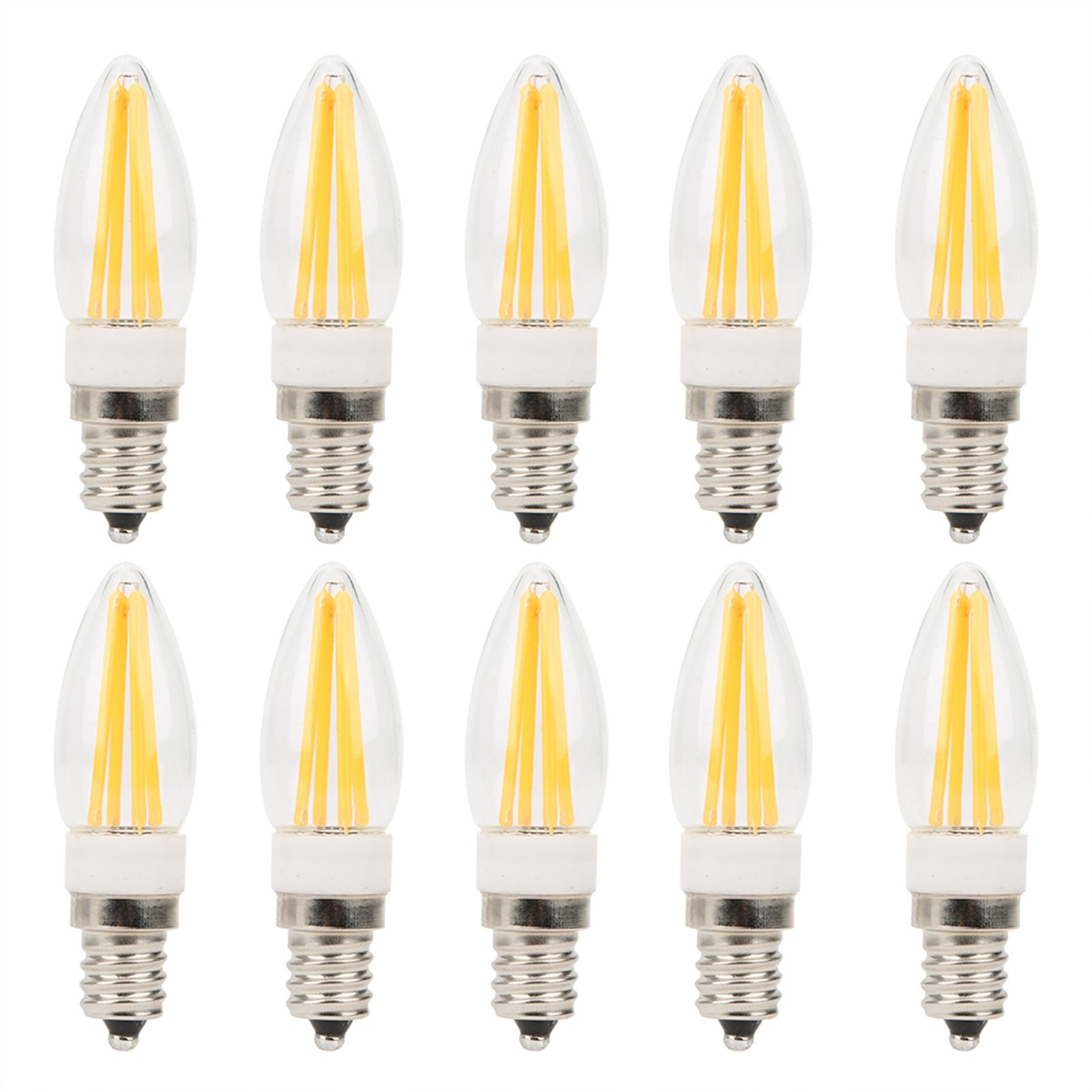 10Pcs E12 Long Filament Light Bulbs 3W AC110V Chandelier Ceiling Lamp Bulb