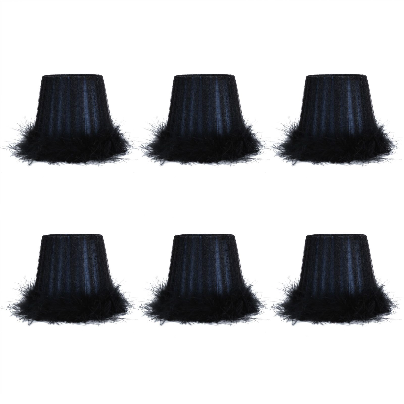 6Pcs Feather Cloth Lampshade Blue Hotel Chandelier Wall Lamp Decoration