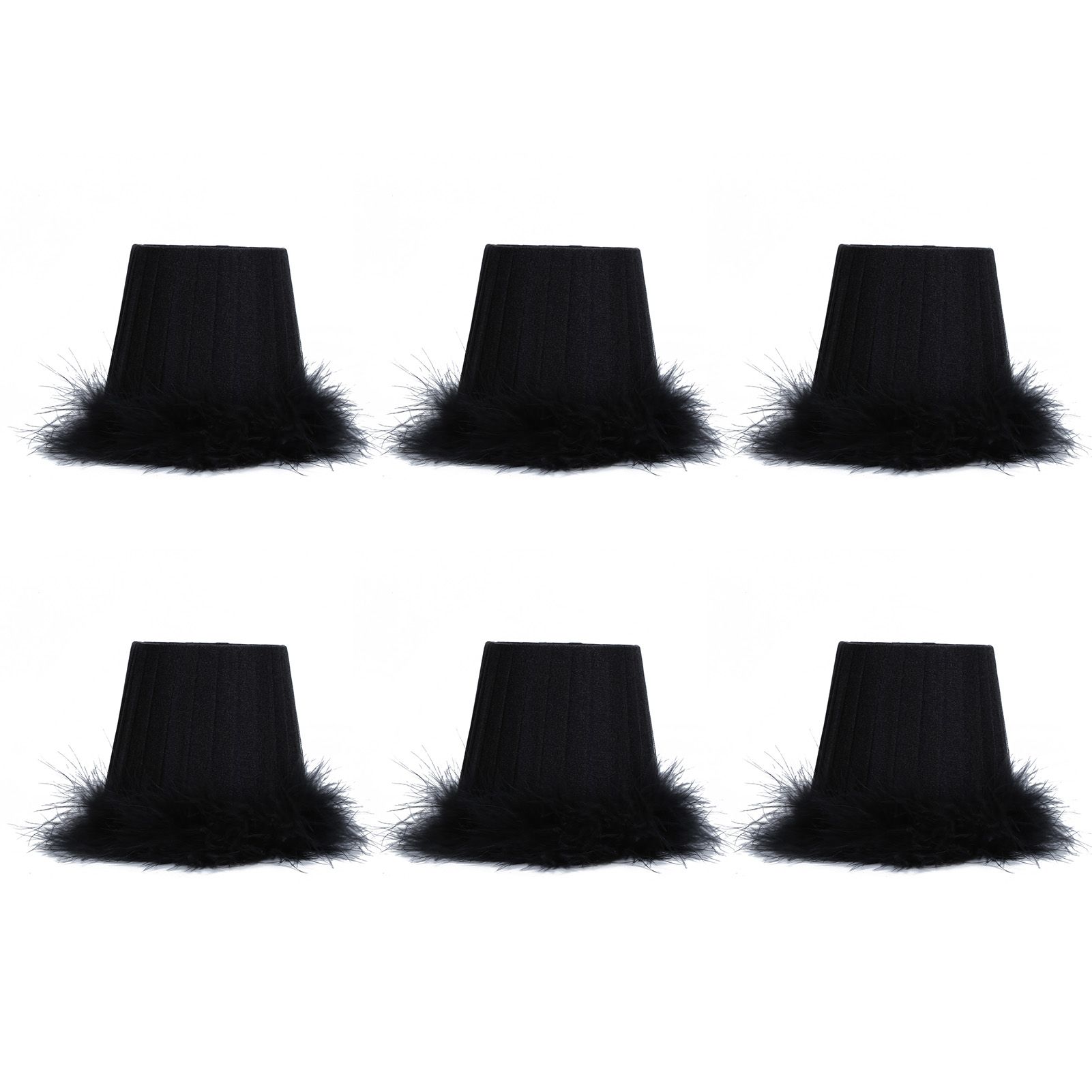 6Pcs Cloth Pendant Lamp Shade with Feather Edge Chandelier Lampshade Light