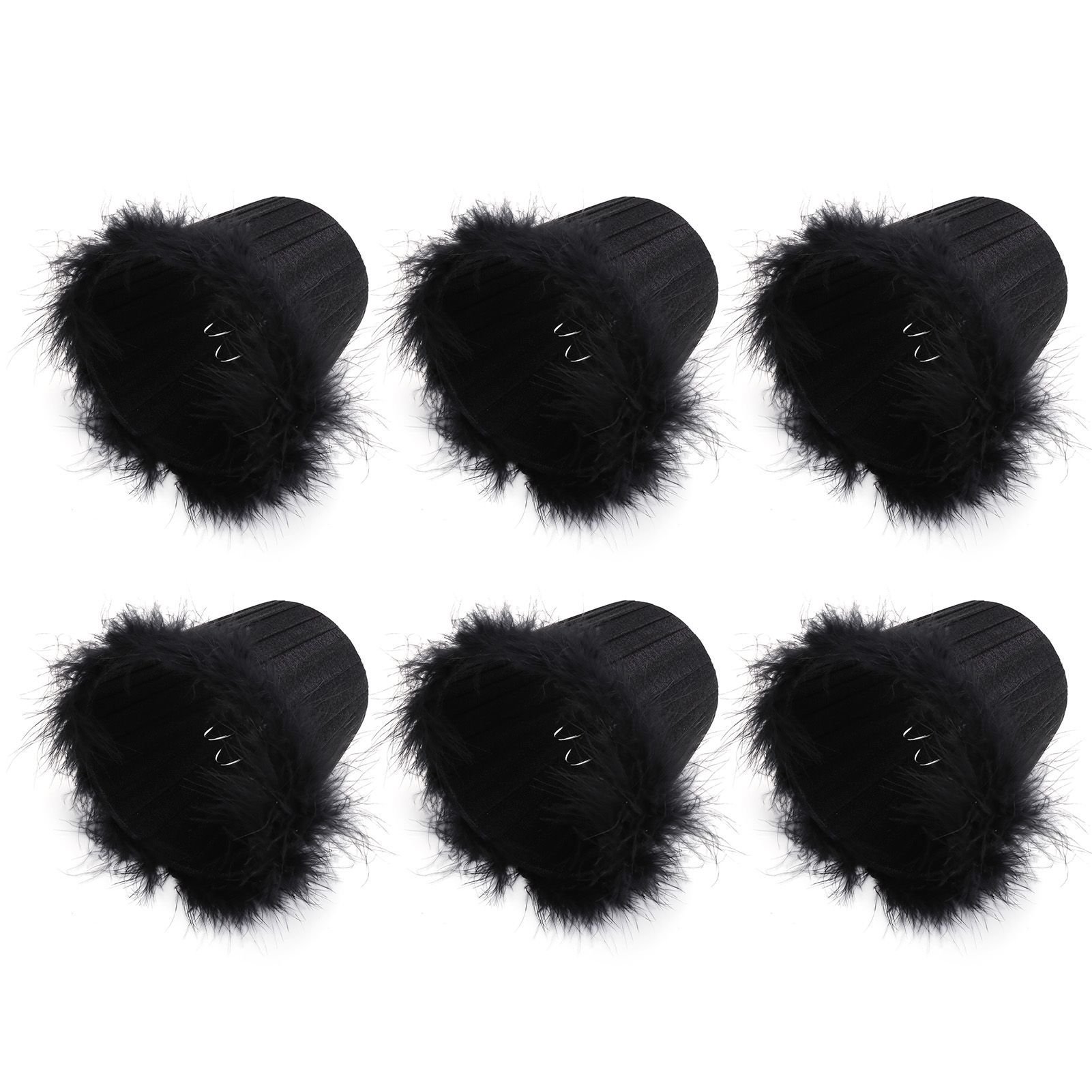 6Pcs Cloth Pendant Lamp Shade with Feather Edge Chandelier Lampshade Light view 4