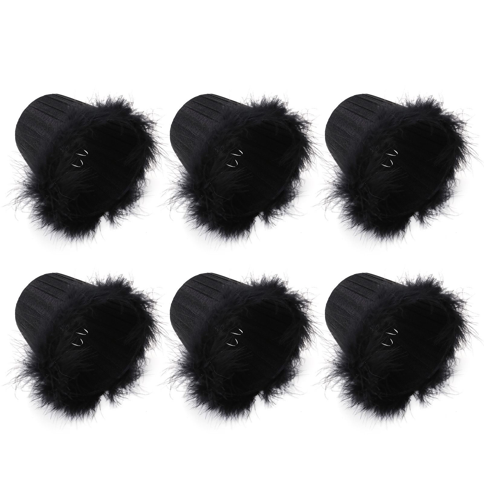 6Pcs Cloth Pendant Lamp Shade with Feather Edge Chandelier Lampshade Light view 7