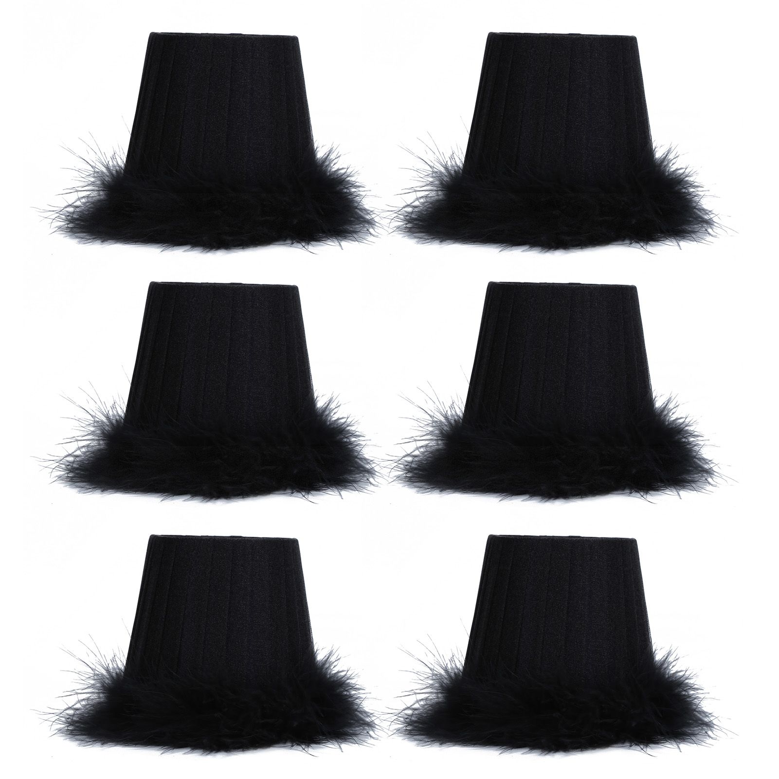 6Pcs Cloth Pendant Lamp Shade with Feather Edge Chandelier Lampshade Light view 8